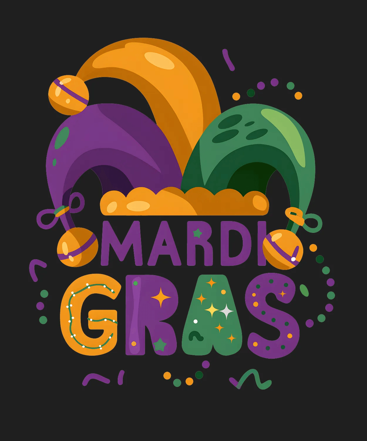 Mardi Gras Festivity - DTF Ready to Press - Heat Press Transfer