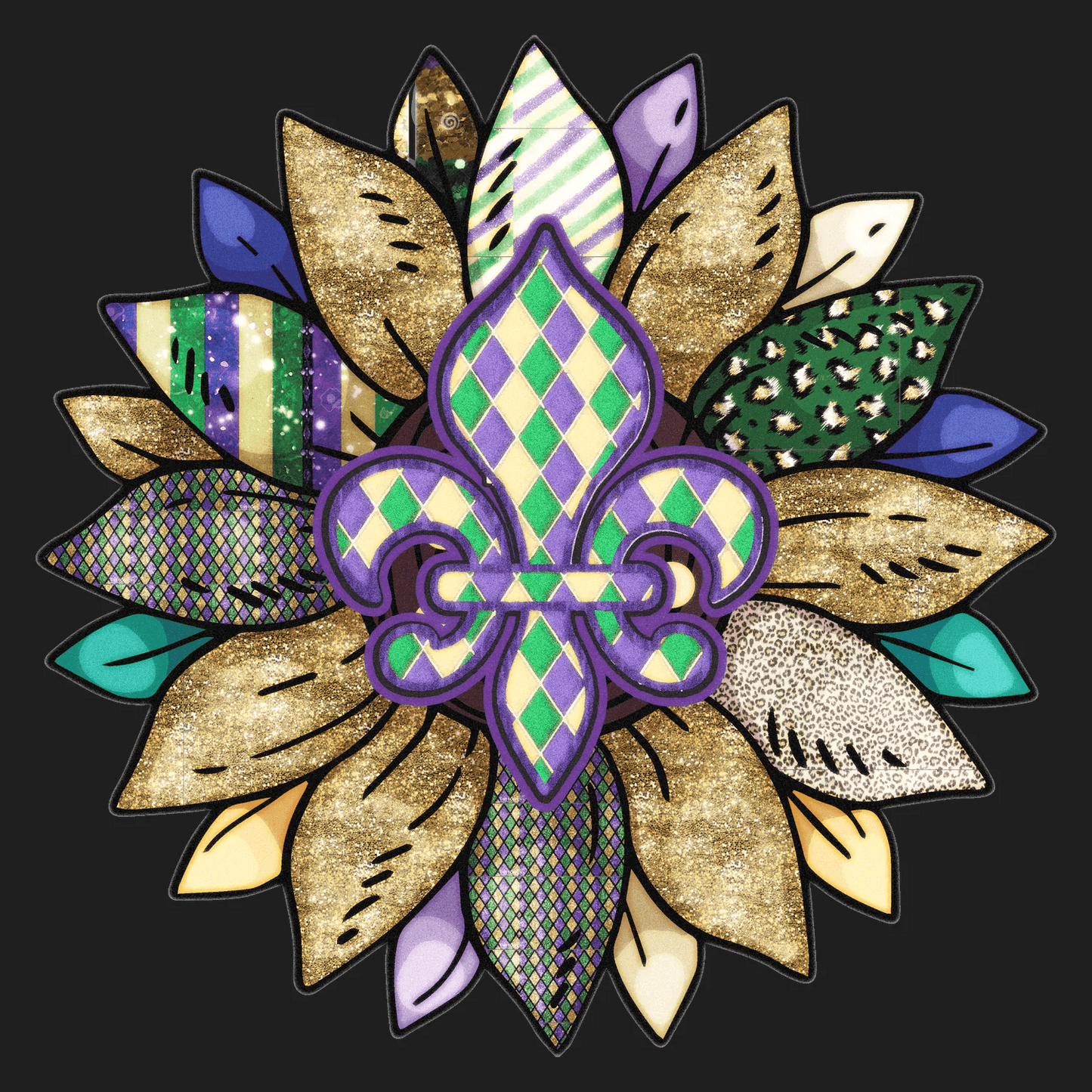 Mardi Gras Fleur-de-Lis - DTF Ready to Press - Heat Press Transfer