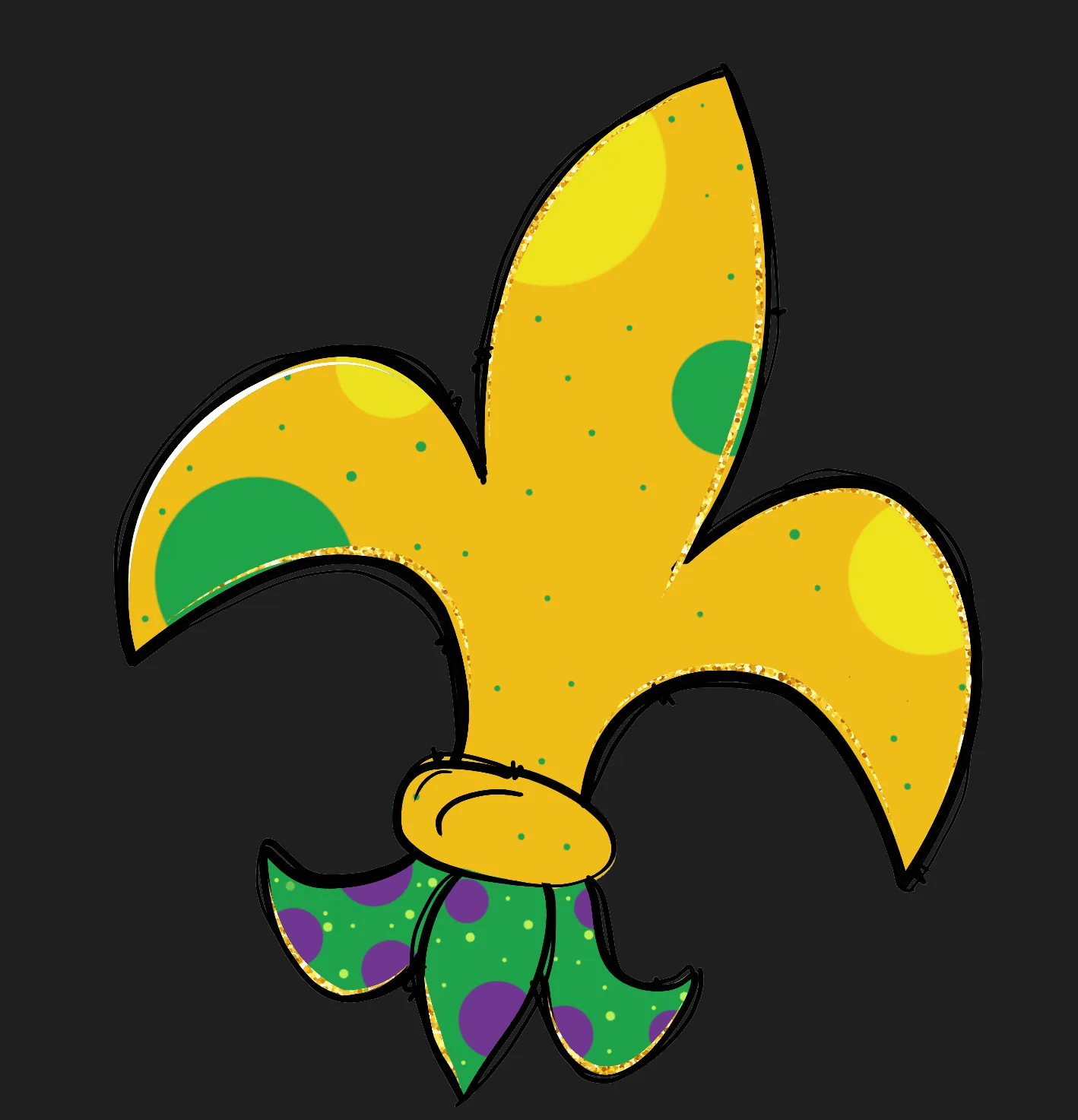 Mardi Gras Fleur-de-Lis - DTF Ready to Press - Heat Press Transfer