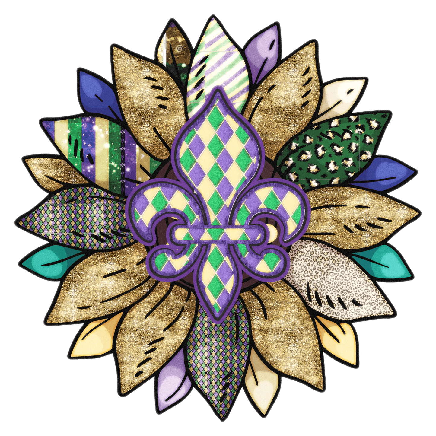 Mardi Gras Fleur-de-Lis - DTF Ready to Press - Heat Press Transfer