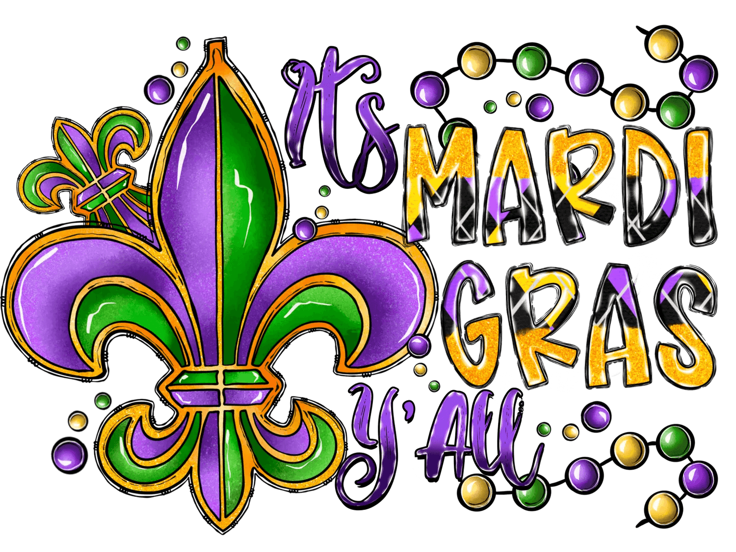 Mardi Gras Fleur-de-lis - DTF Ready to Press - Heat Press Transfer