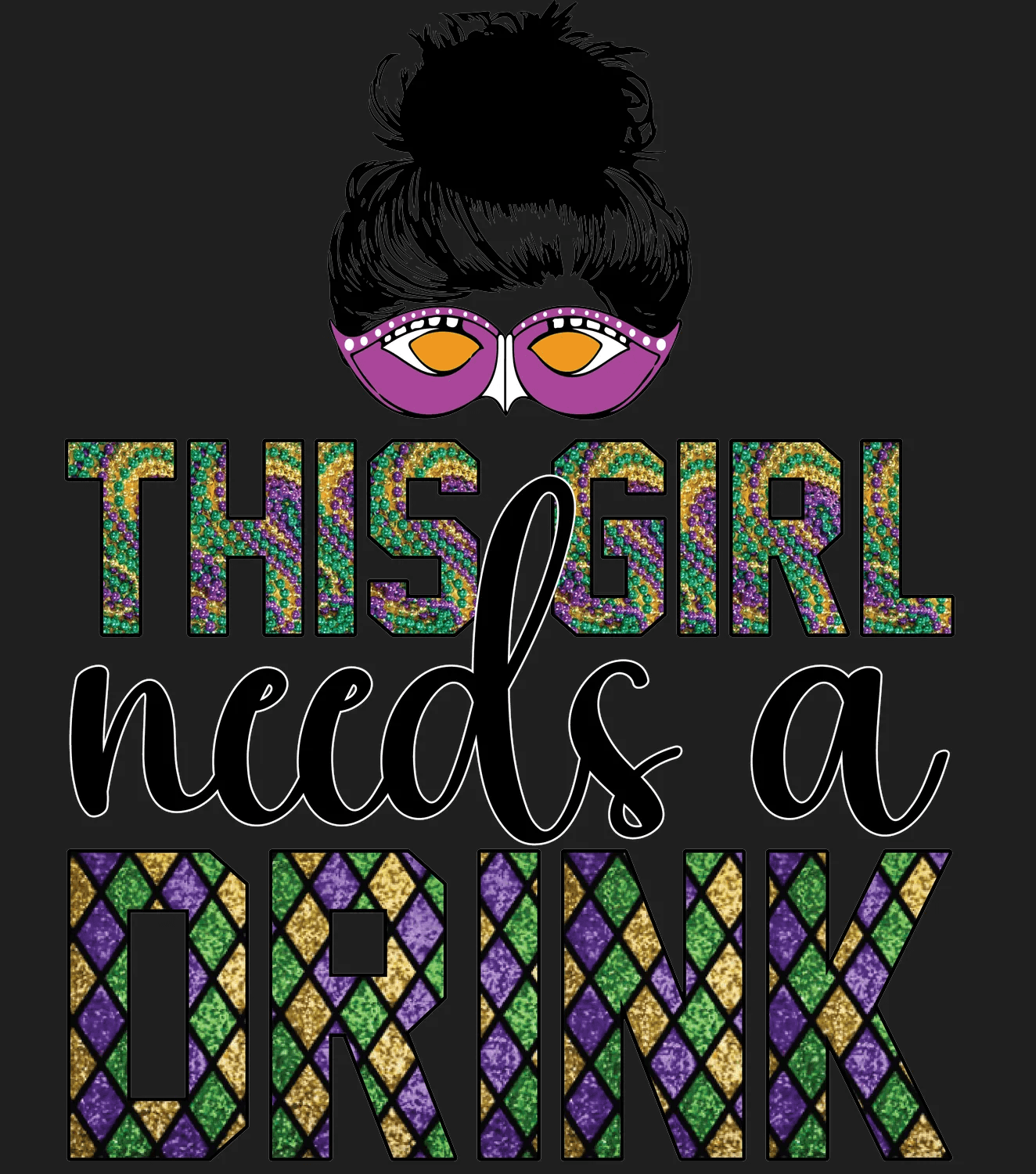 Mardi Gras Fun - DTF Ready to Press - Heat Press Transfer