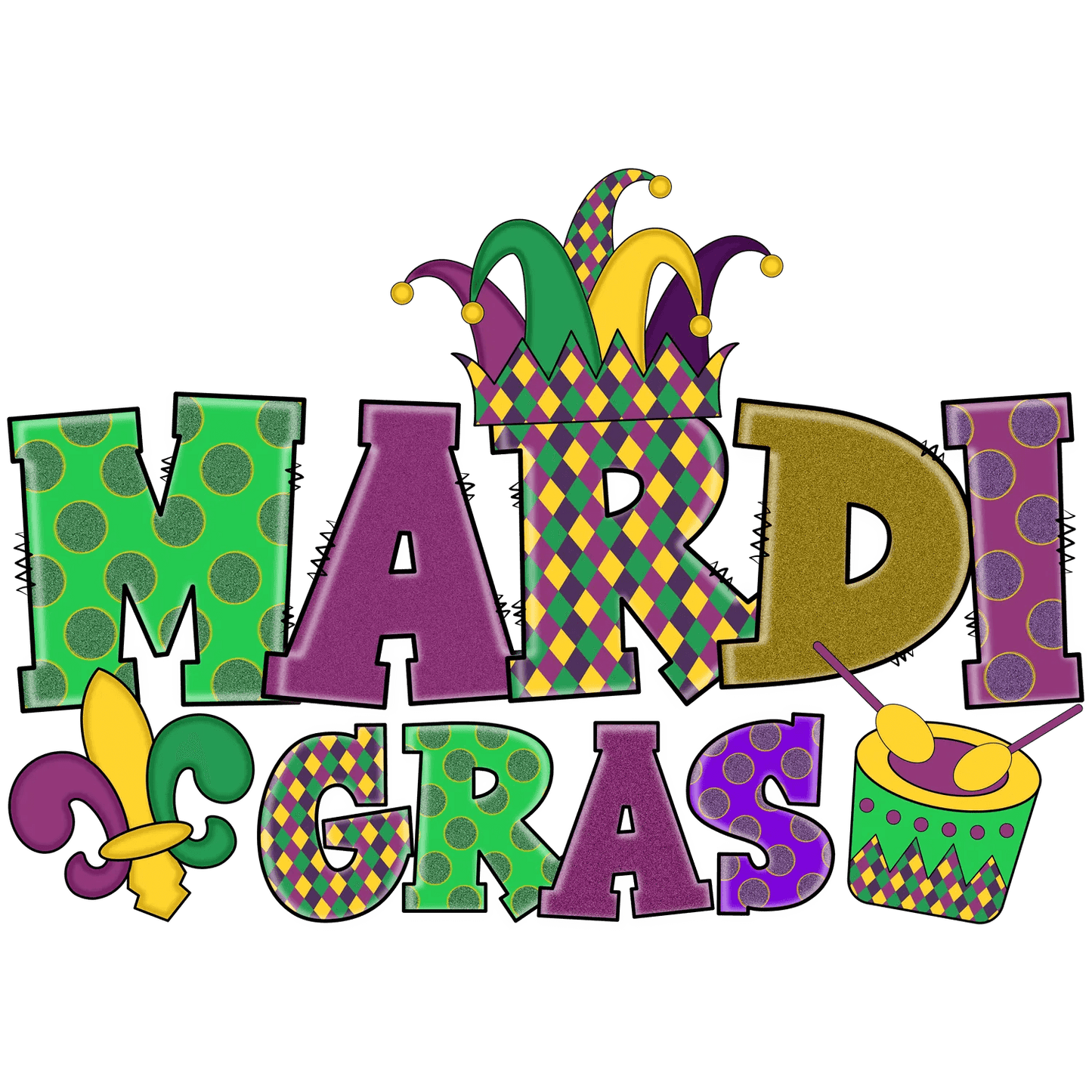 Mardi Gras Fun - DTF Ready to Press - Heat Press Transfer