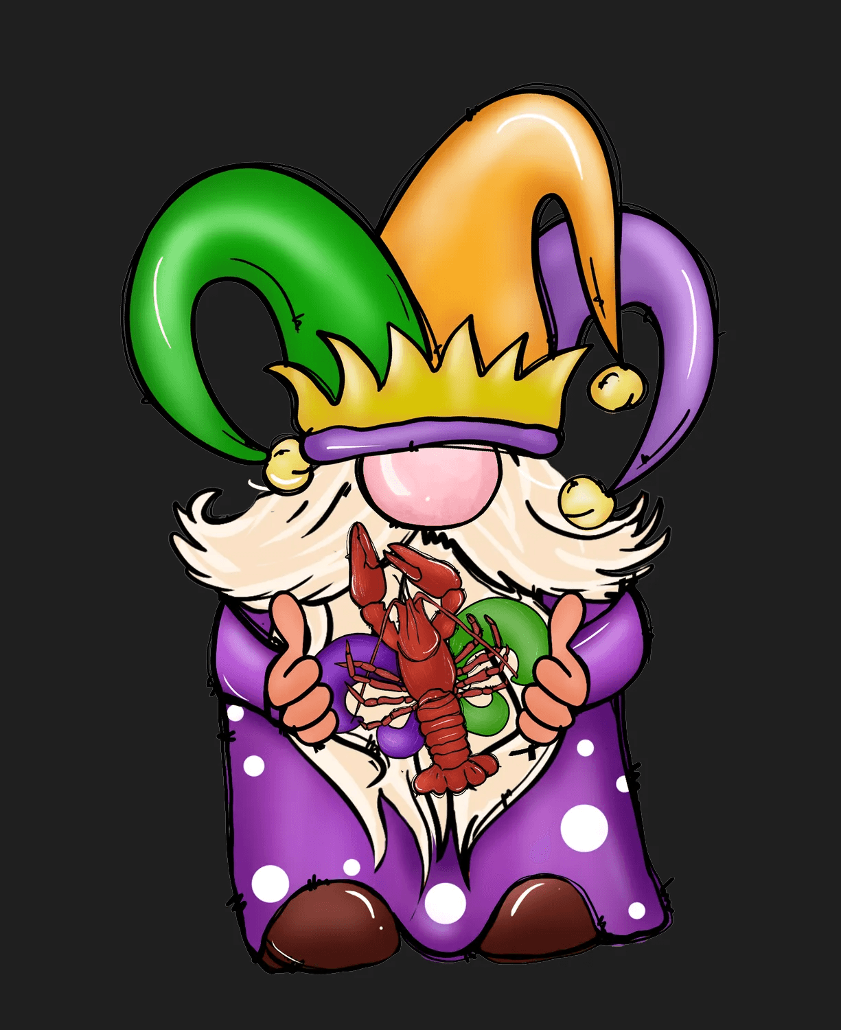 Mardi Gras Gnome - DTF Ready to Press - Heat Press Transfer