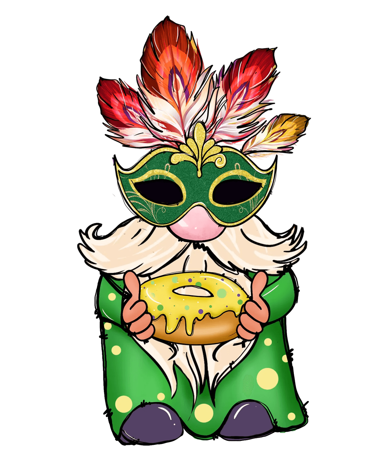 Mardi Gras Gnome - DTF Ready to Press - Heat Press Transfer