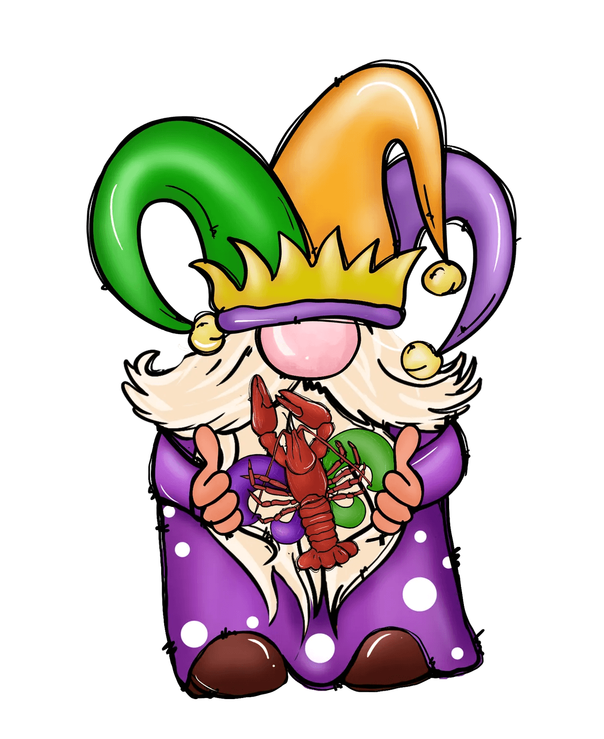Mardi Gras Gnome - DTF Ready to Press - Heat Press Transfer
