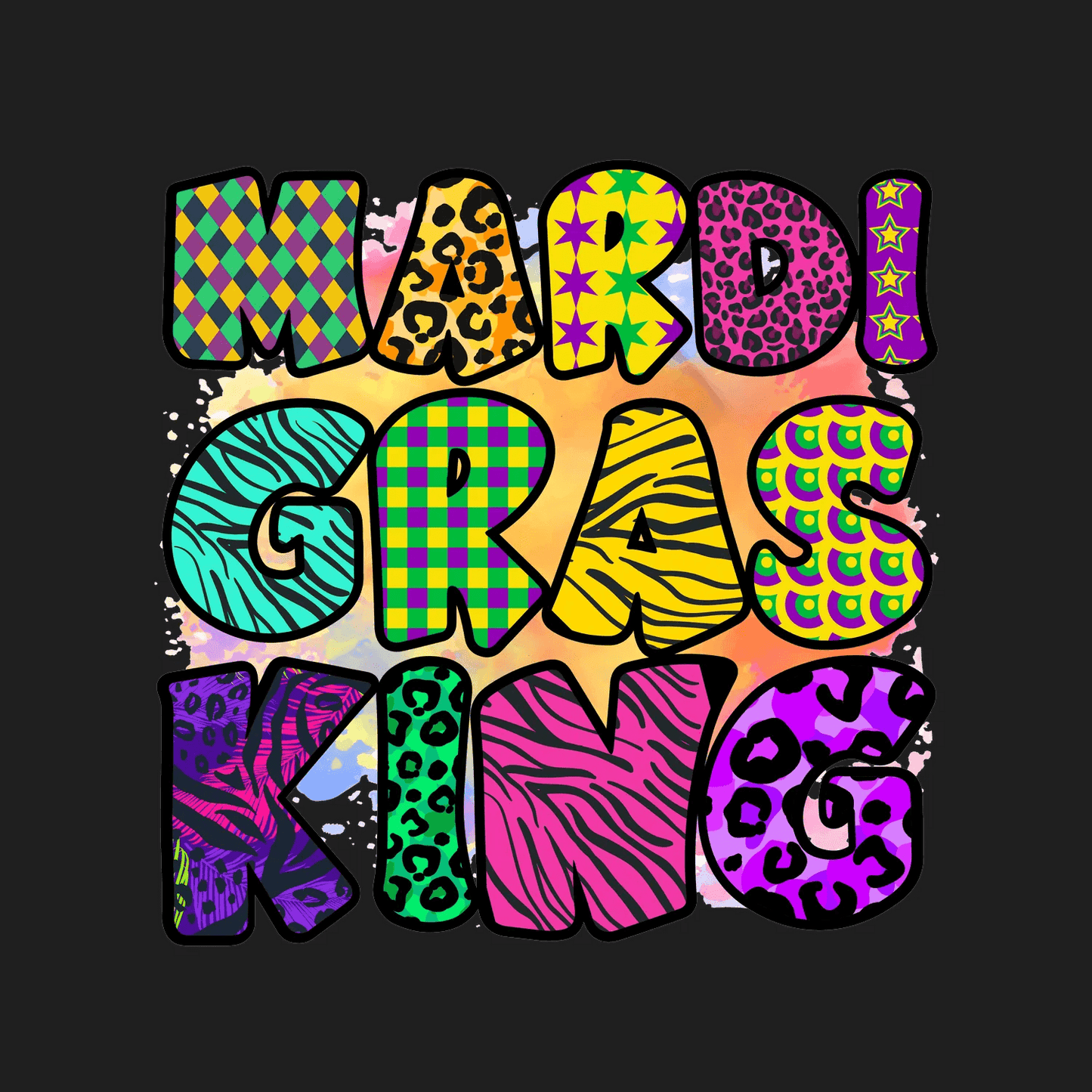 Mardi Gras King - DTF Ready to Press - Heat Press Transfer