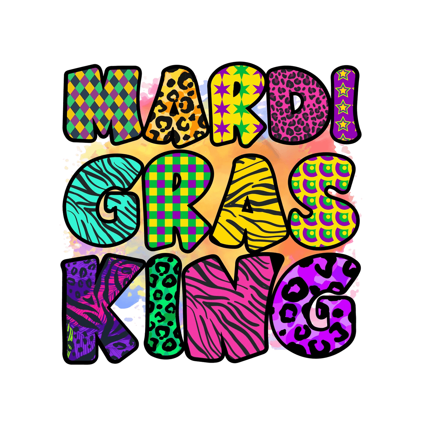 Mardi Gras King - DTF Ready to Press - Heat Press Transfer