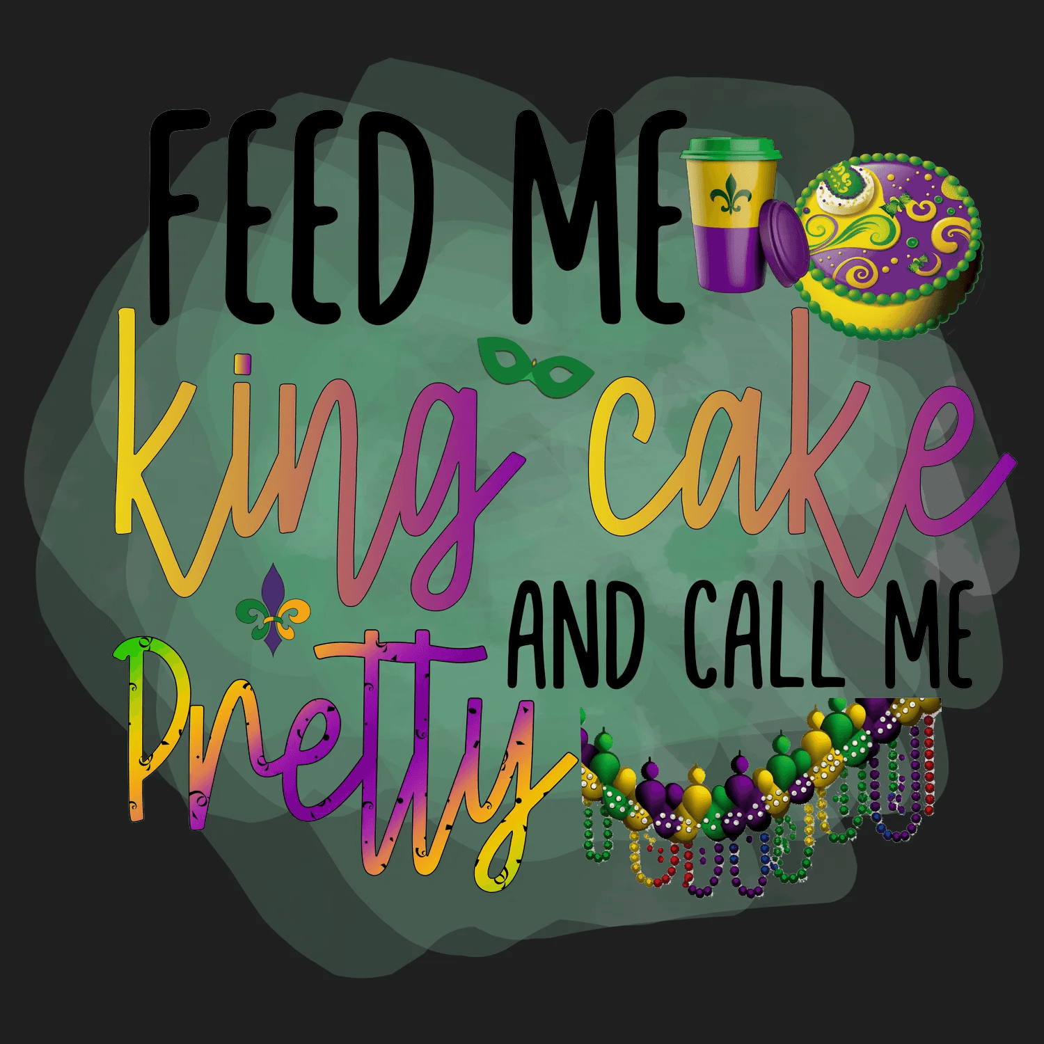 Mardi Gras King Cake - DTF Ready to Press - Heat Press Transfer