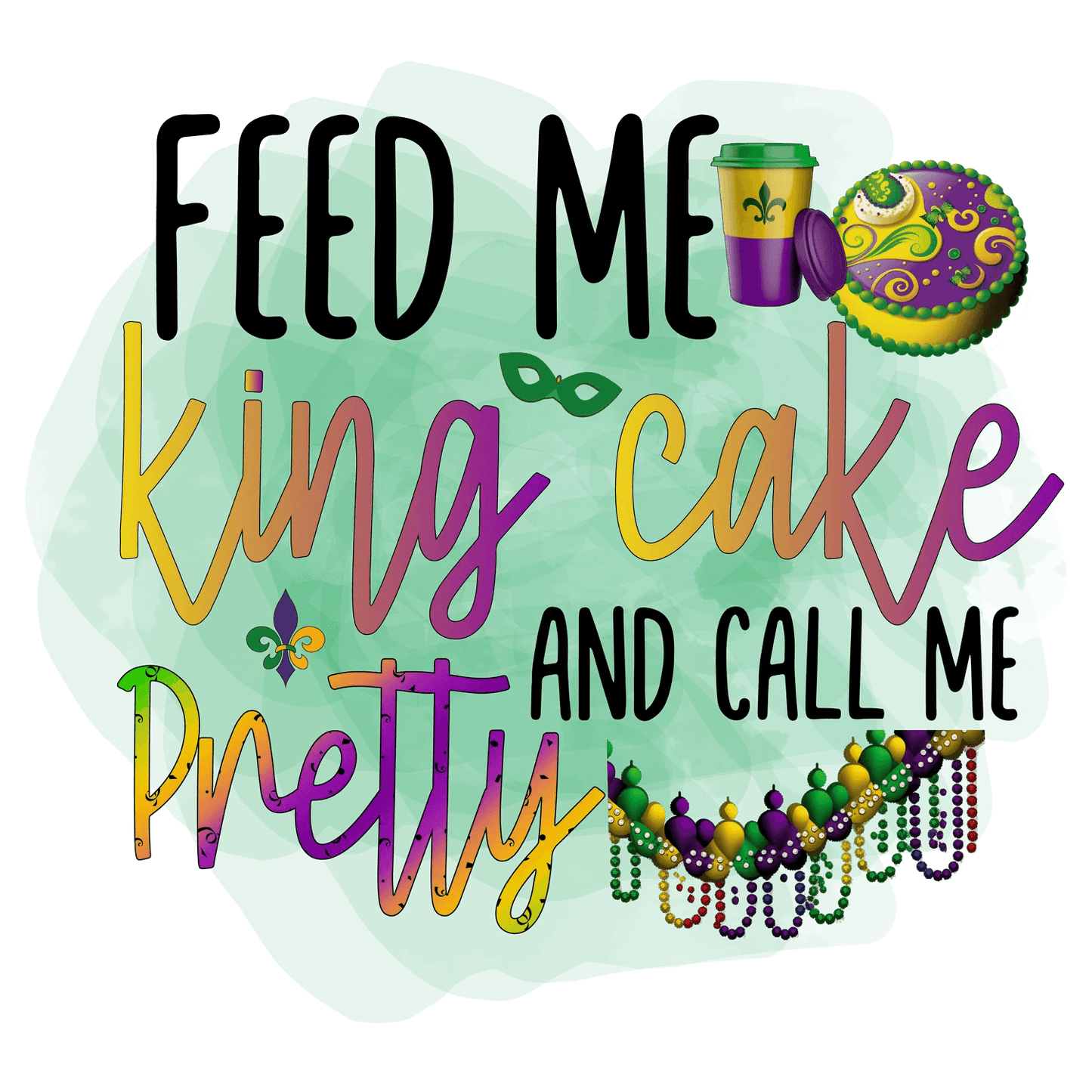 Mardi Gras King Cake - DTF Ready to Press - Heat Press Transfer