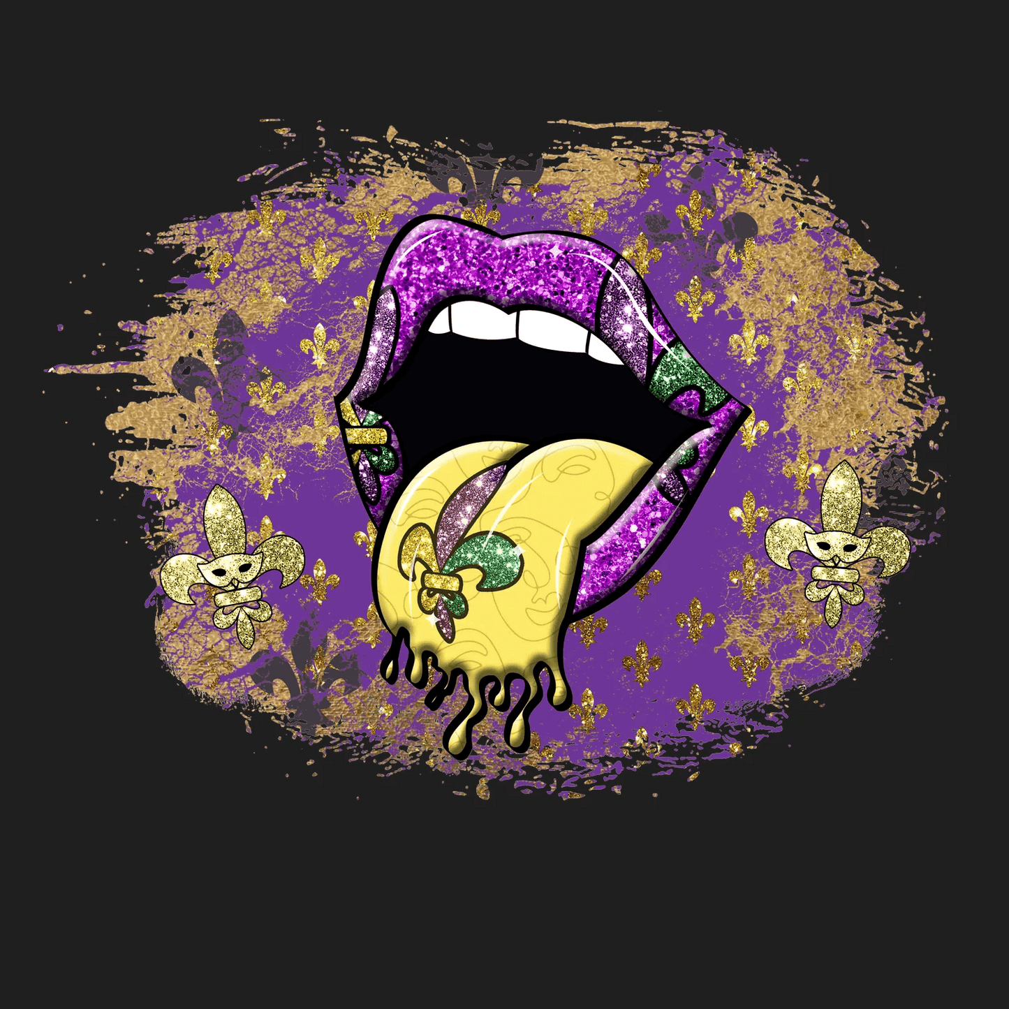 Mardi Gras Lips - DTF Ready to Press - Heat Press Transfer