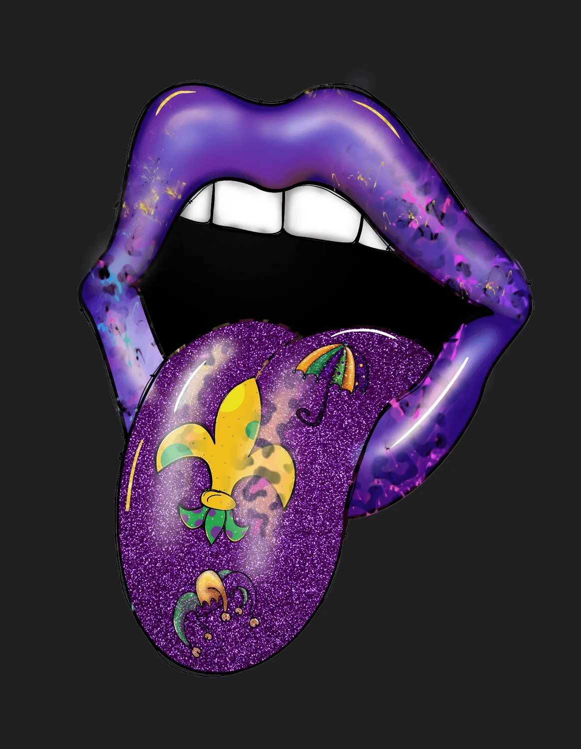 Mardi Gras Lips - DTF Ready to Press - Heat Press Transfer
