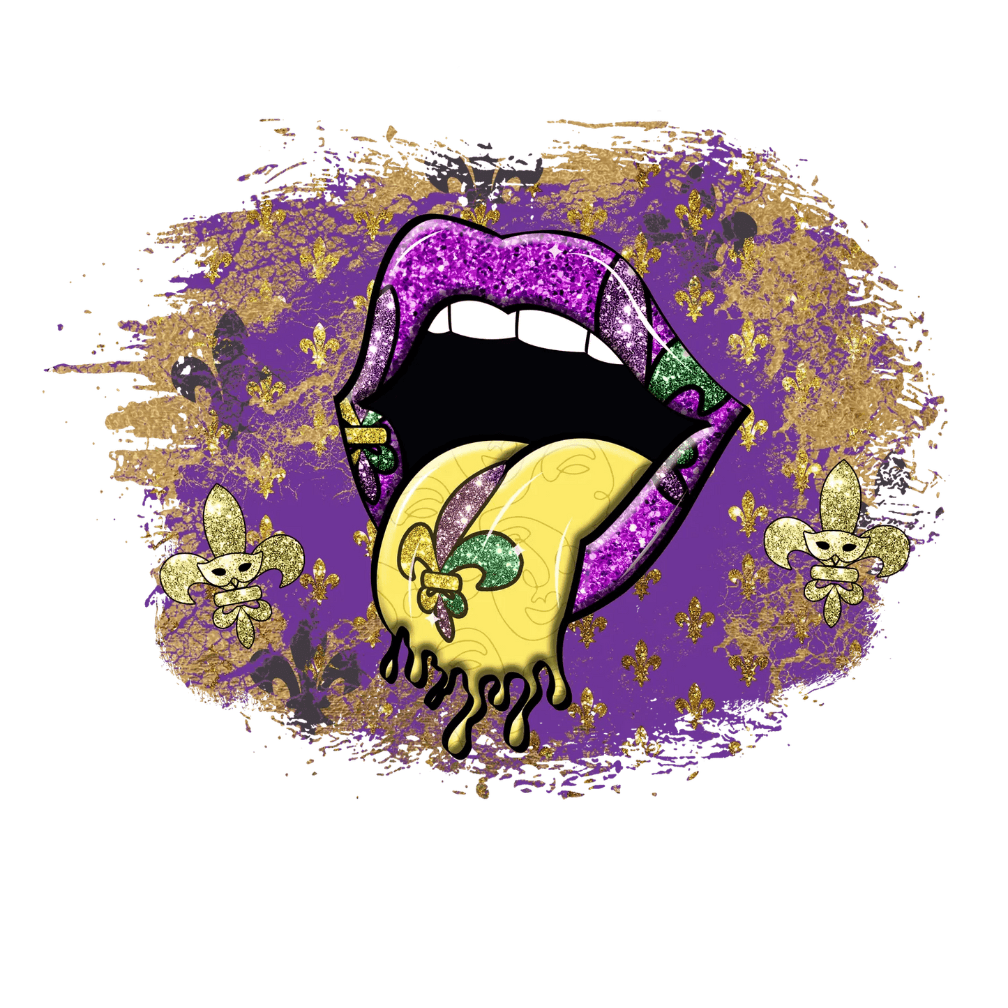 Mardi Gras Lips - DTF Ready to Press - Heat Press Transfer
