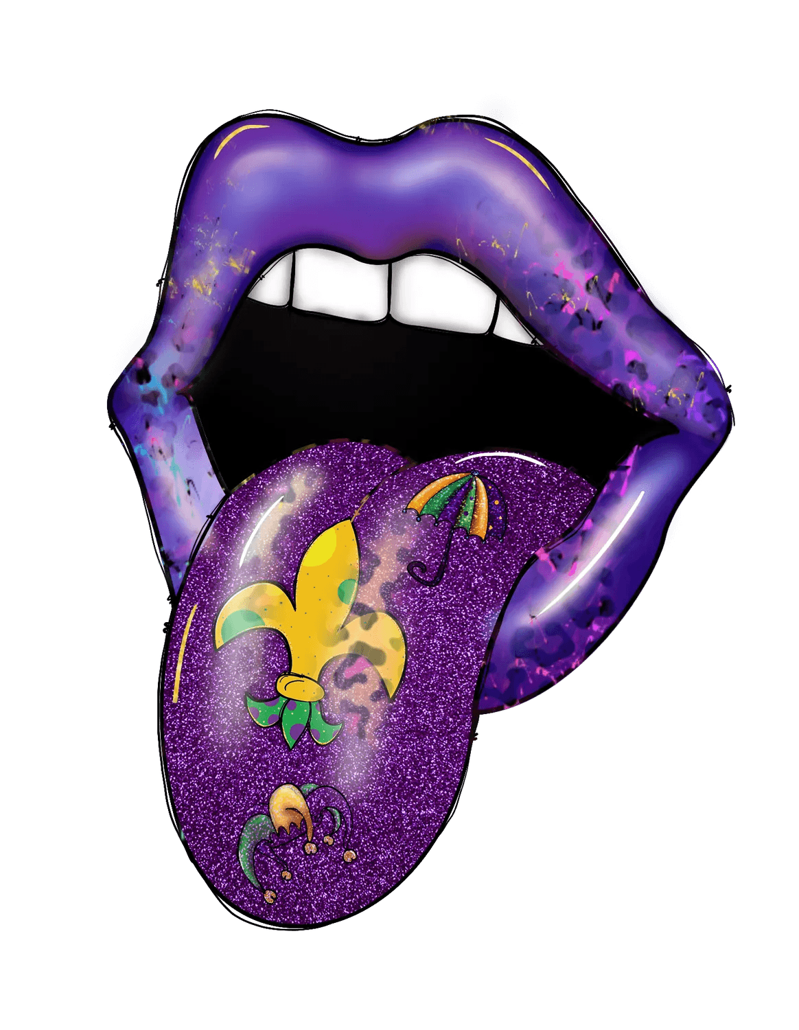 Mardi Gras Lips - DTF Ready to Press - Heat Press Transfer