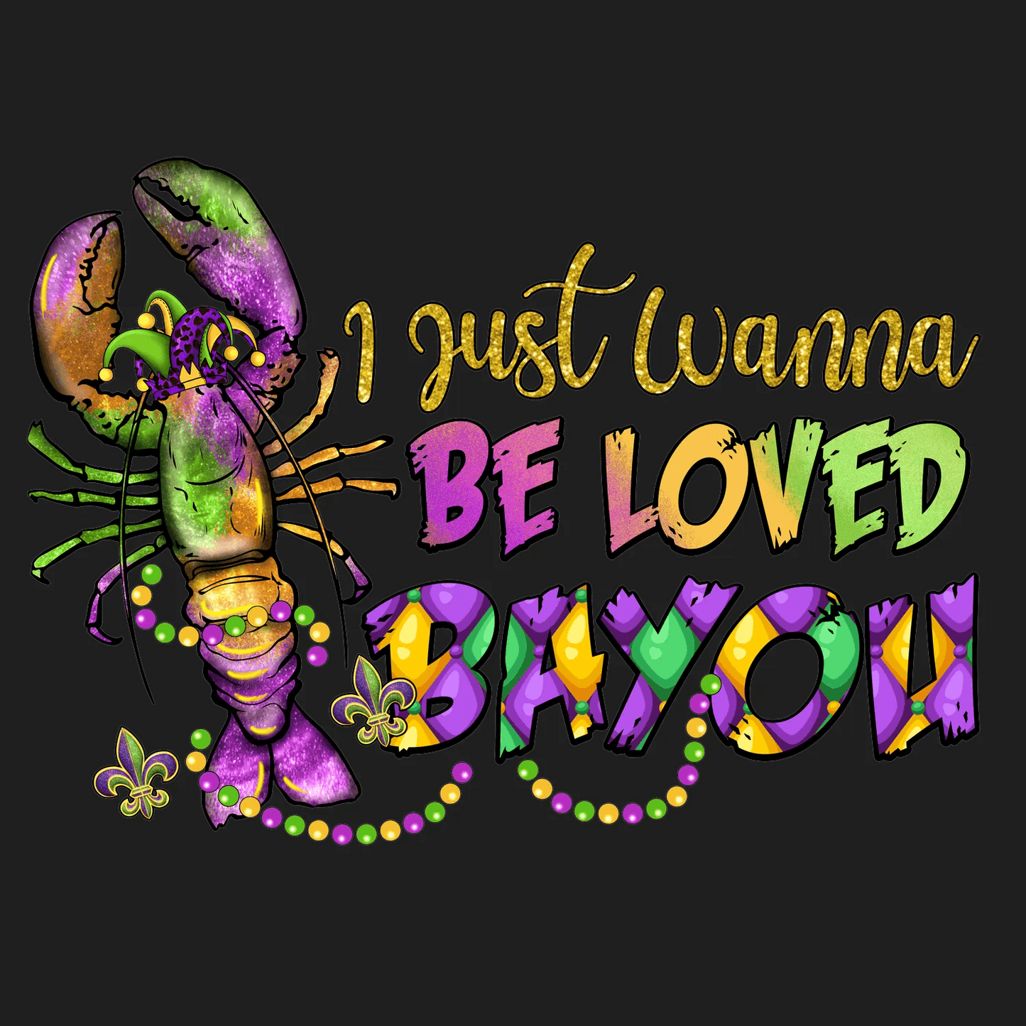 Mardi Gras Lobster - DTF Ready to Press - Heat Press Transfer
