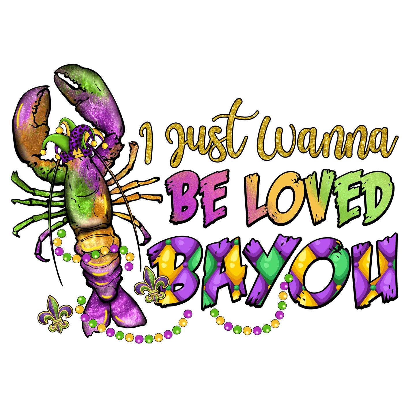 Mardi Gras Lobster - DTF Ready to Press - Heat Press Transfer