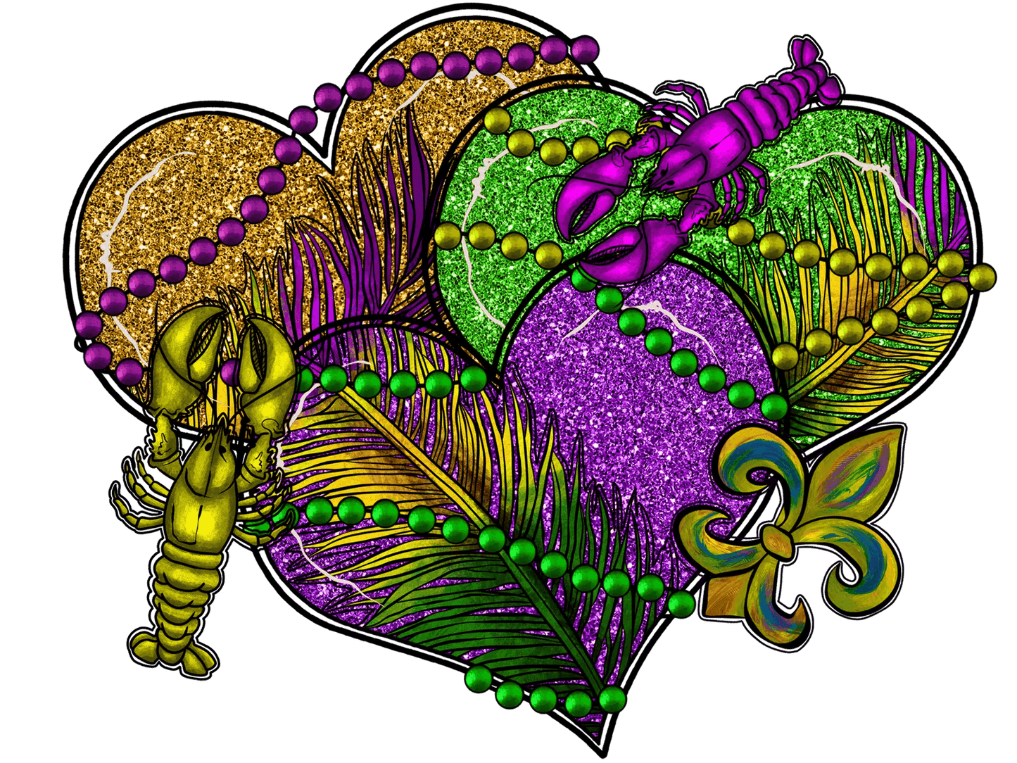 Mardi Gras Love - DTF Ready to Press - Heat Press Transfer