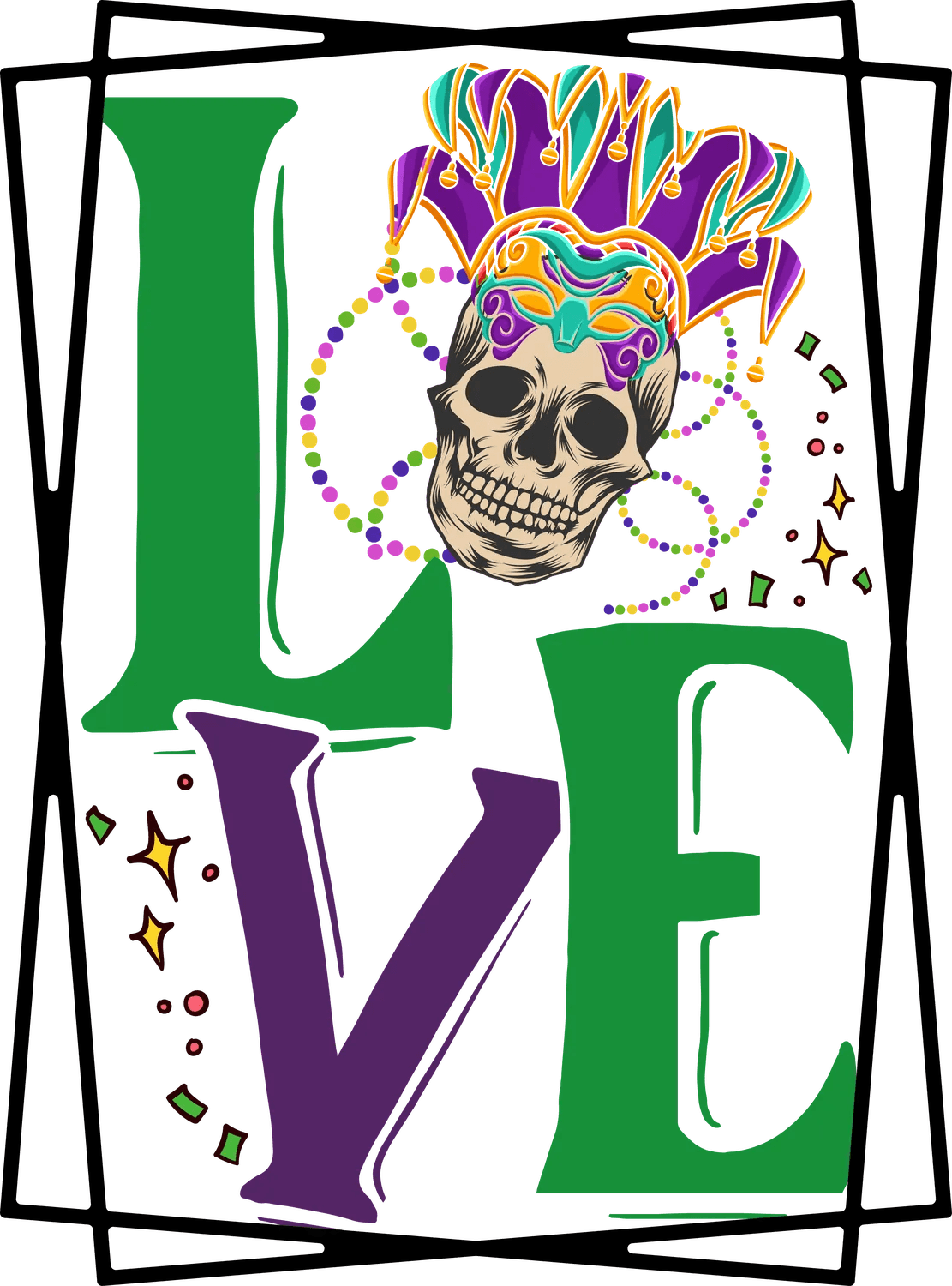 Mardi Gras Love - DTF Ready to Press - Heat Press Transfer