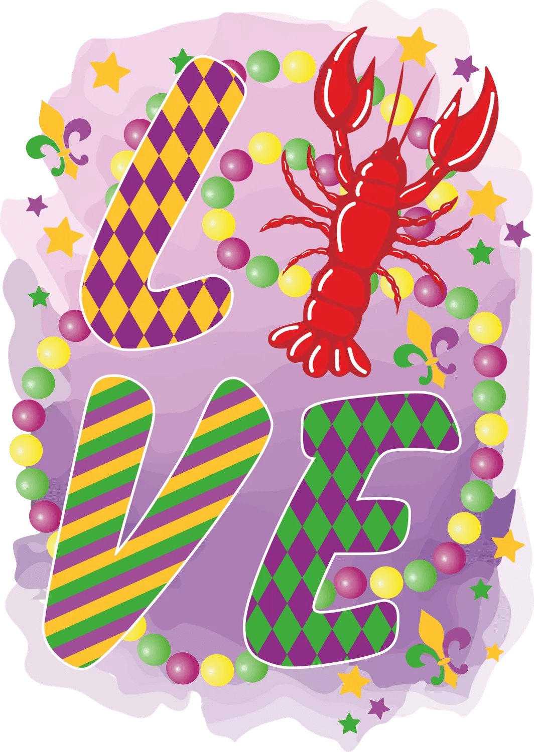Mardi Gras Love - DTF Ready to Press - Heat Press Transfer