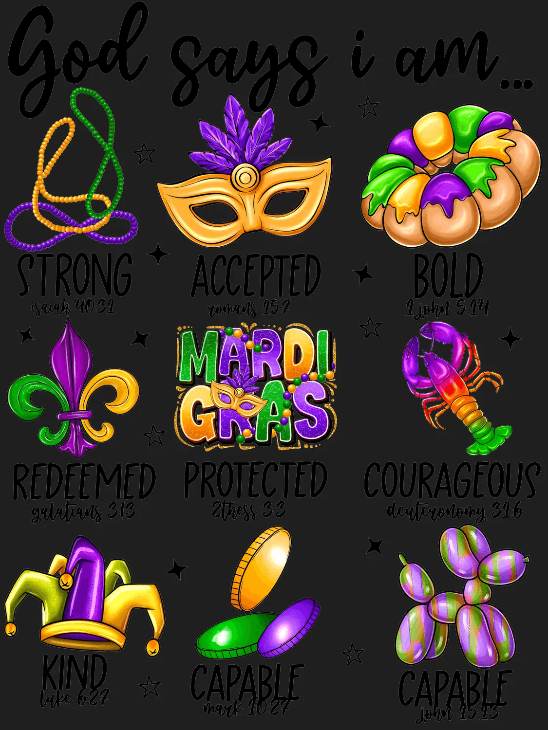 Mardi Gras Magic - DTF Ready to Press - Heat Press Transfer