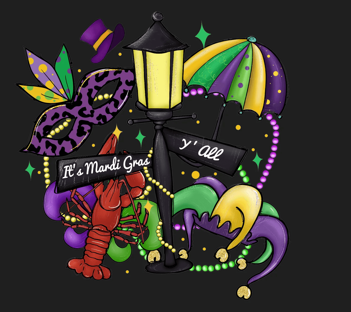 Mardi Gras Magic - DTF Ready to Press - Heat Press Transfer