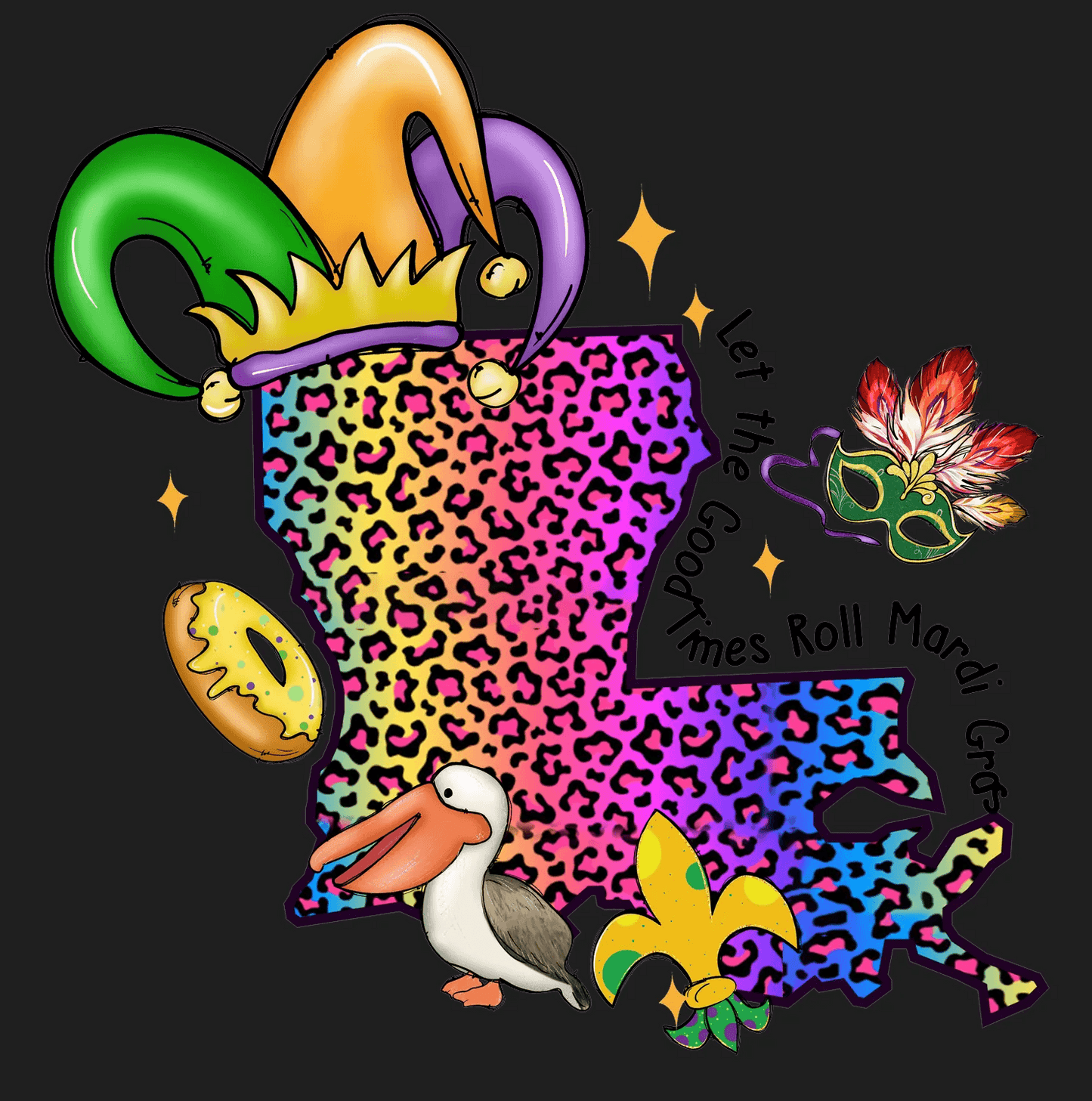Mardi Gras Magic - DTF Ready to Press - Heat Press Transfer