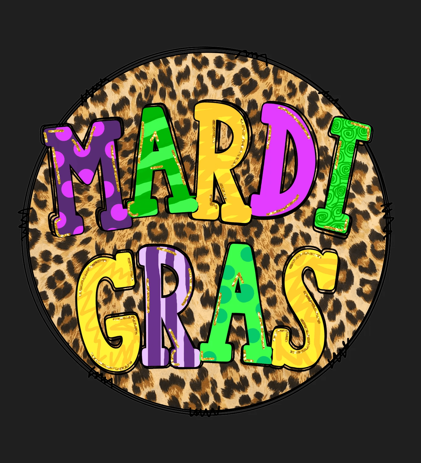 Mardi Gras Magic - DTF Ready to Press - Heat Press Transfer