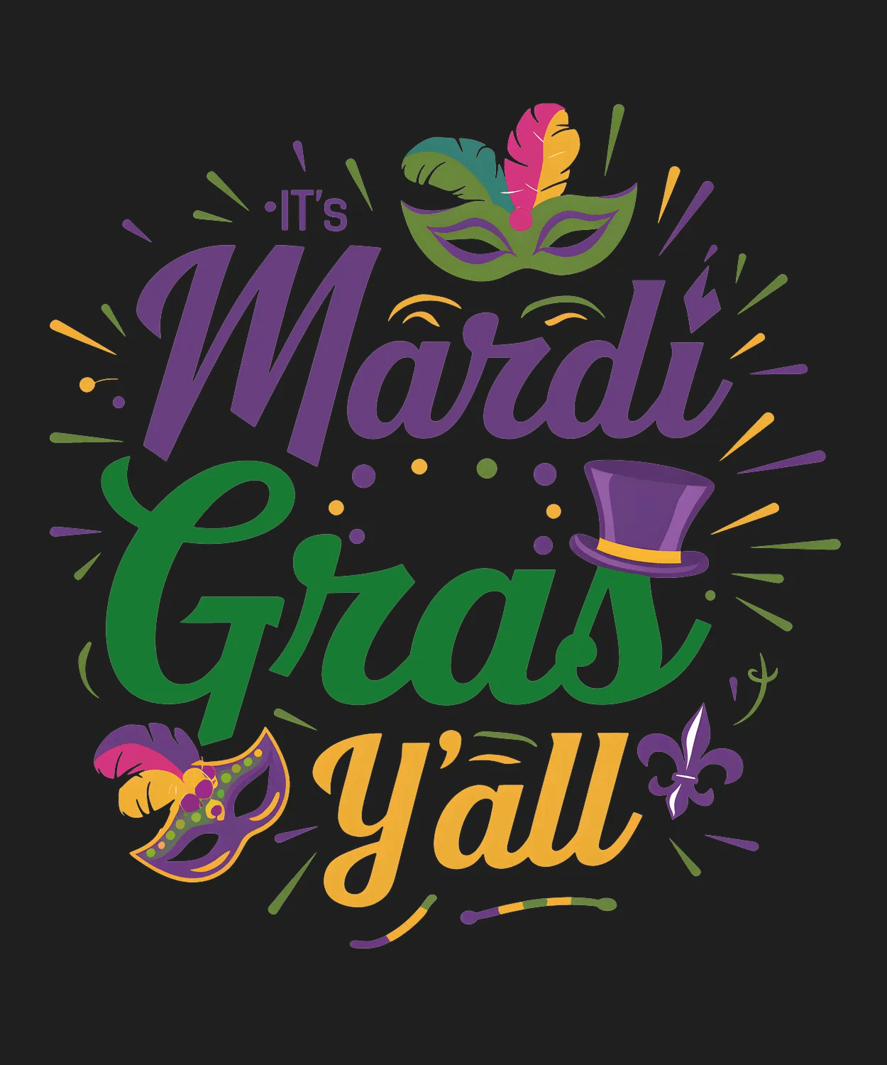 Mardi Gras Magic - DTF Ready to Press - Heat Press Transfer
