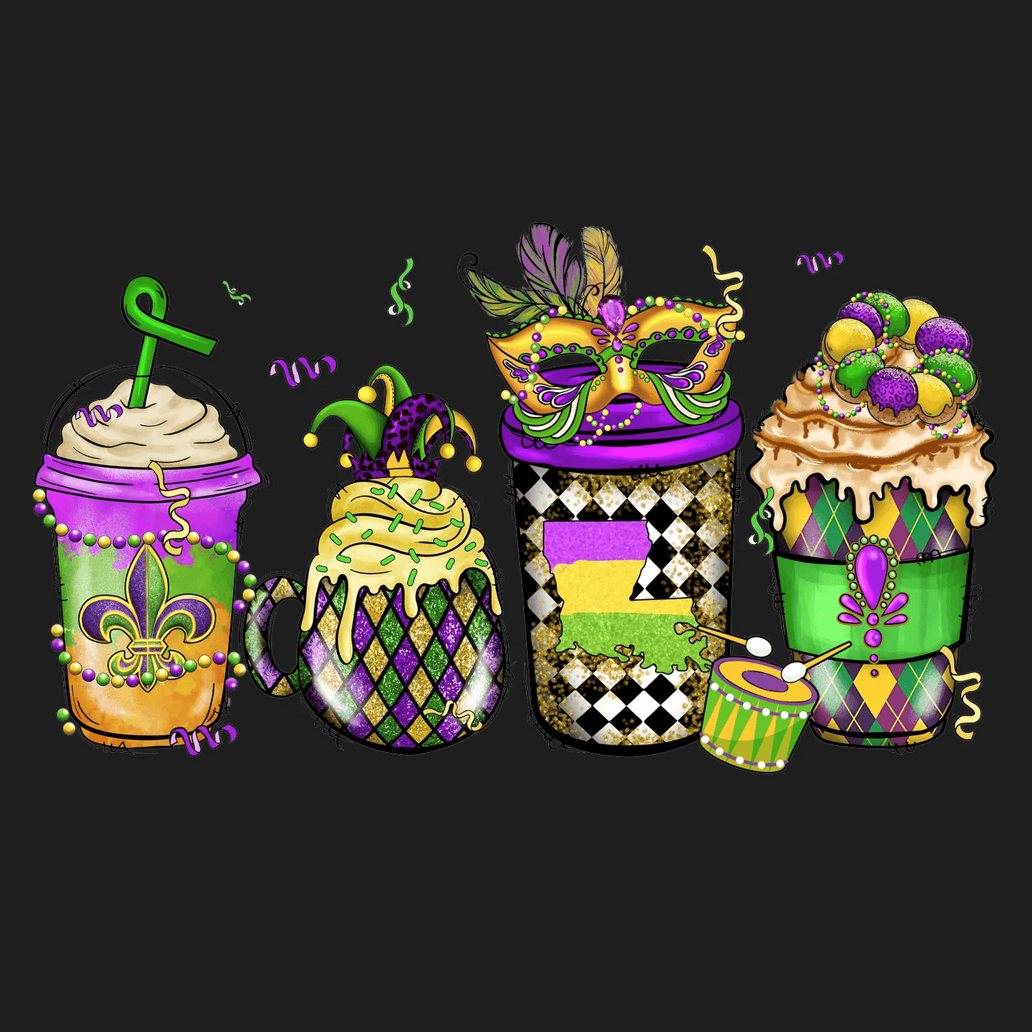 Mardi Gras Magic - DTF Ready to Press - Heat Press Transfer