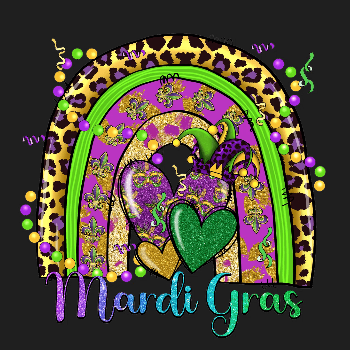 Mardi Gras Magic - DTF Ready to Press - Heat Press Transfer