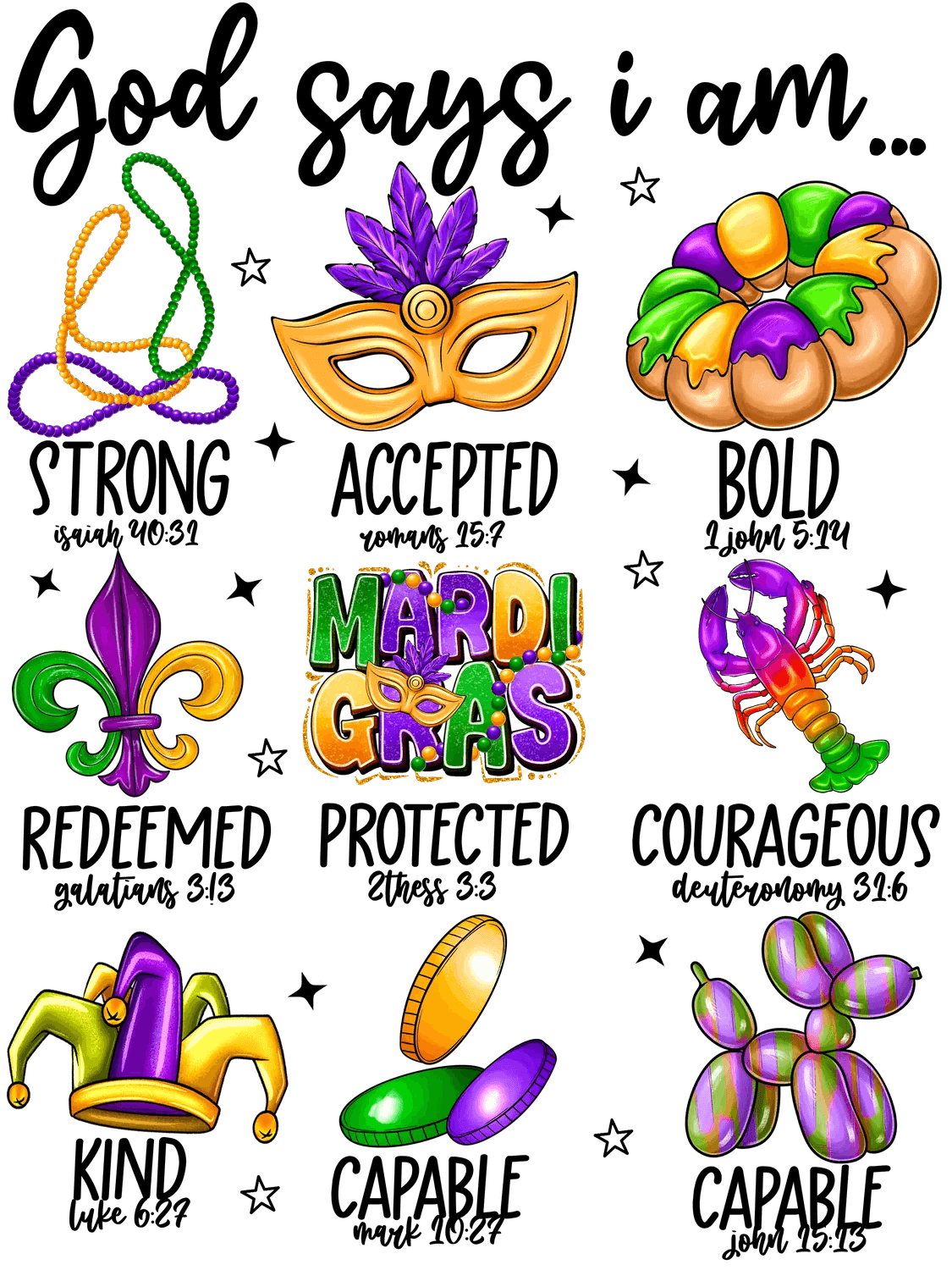 Mardi Gras Magic - DTF Ready to Press - Heat Press Transfer