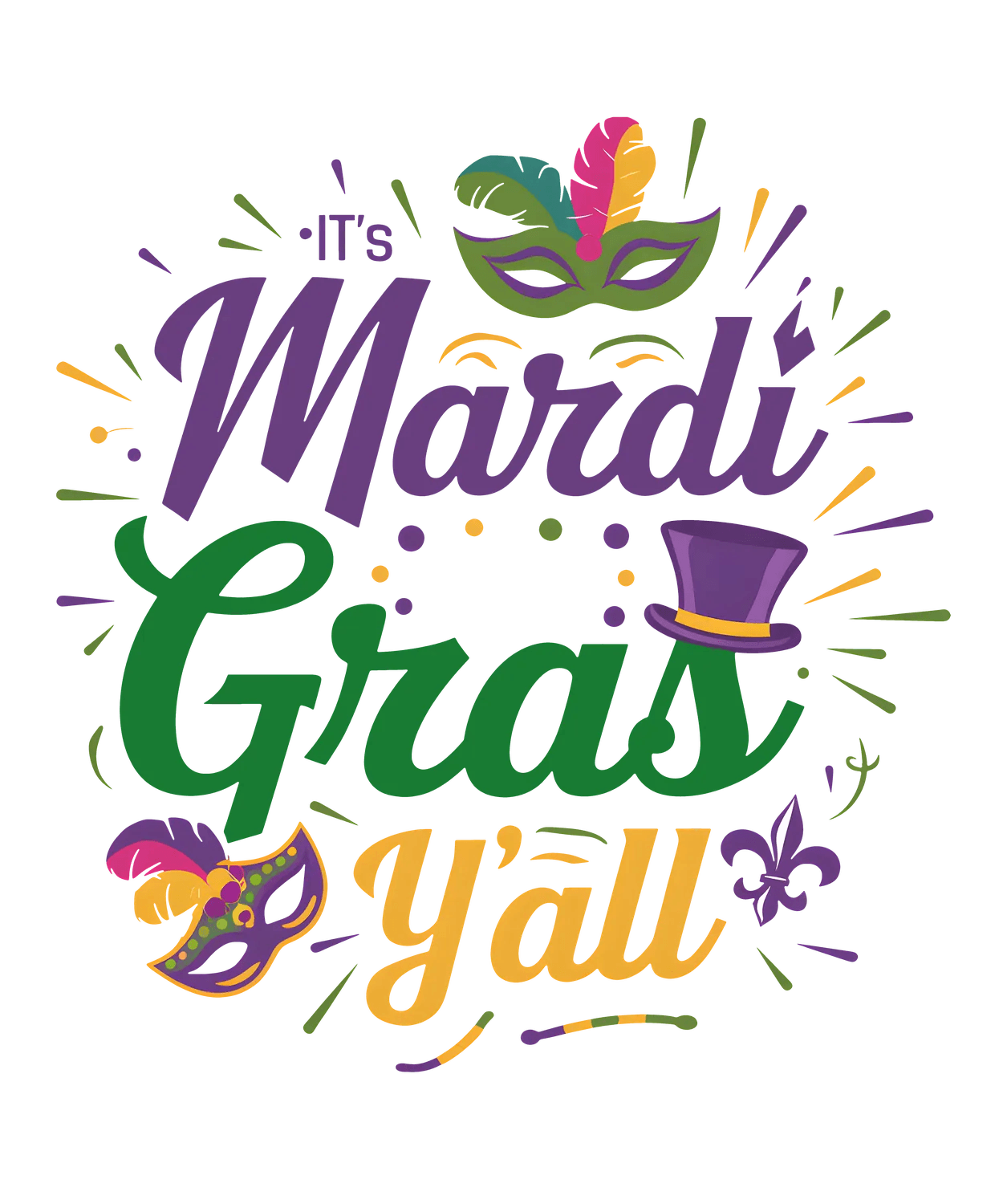Mardi Gras Magic - DTF Ready to Press - Heat Press Transfer
