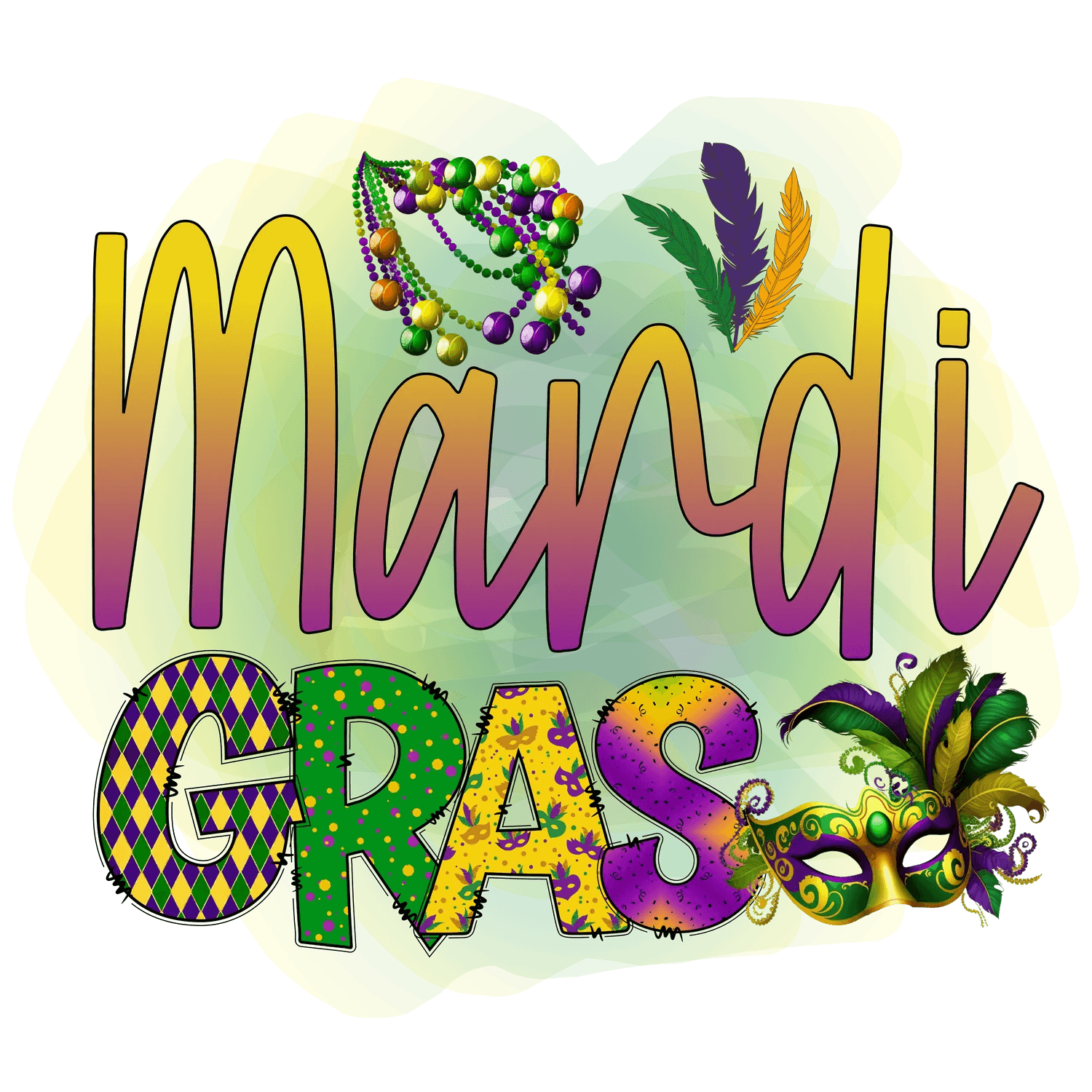 Mardi Gras Magic - DTF Ready to Press - Heat Press Transfer