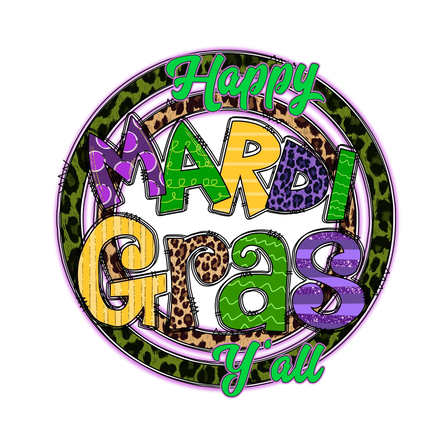 Mardi Gras Magic - DTF Ready to Press - Heat Press Transfer