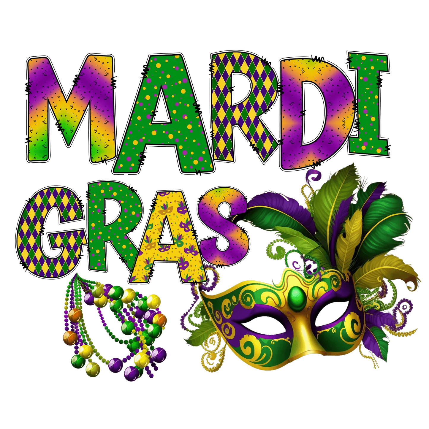 Mardi Gras Magic - DTF Ready to Press - Heat Press Transfer
