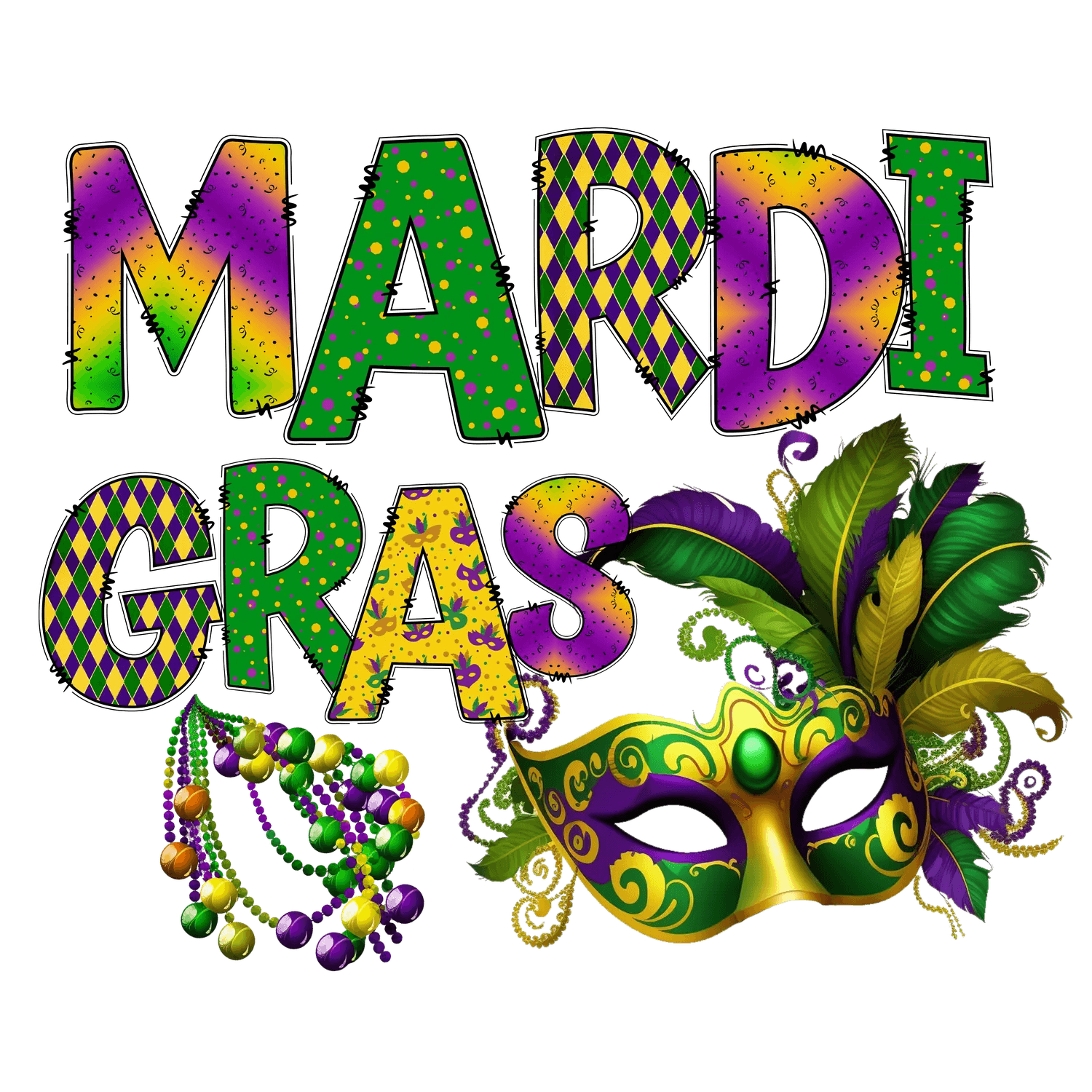 Mardi Gras Magic - DTF Ready to Press - Heat Press Transfer