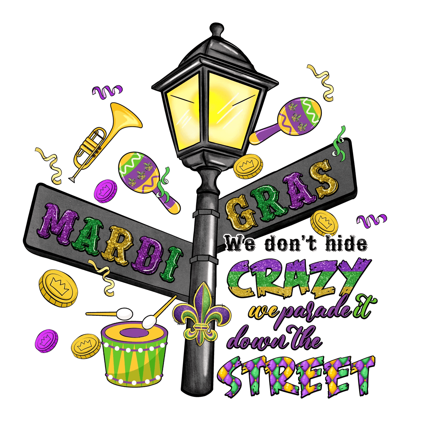 Mardi Gras Magic - DTF Ready to Press - Heat Press Transfer