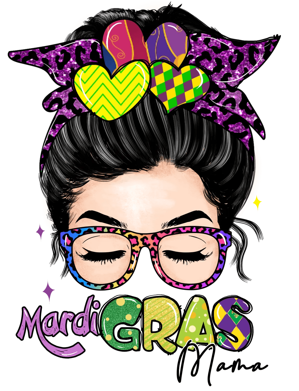 Mardi Gras Mama - DTF Ready to Press - Heat Press Transfer