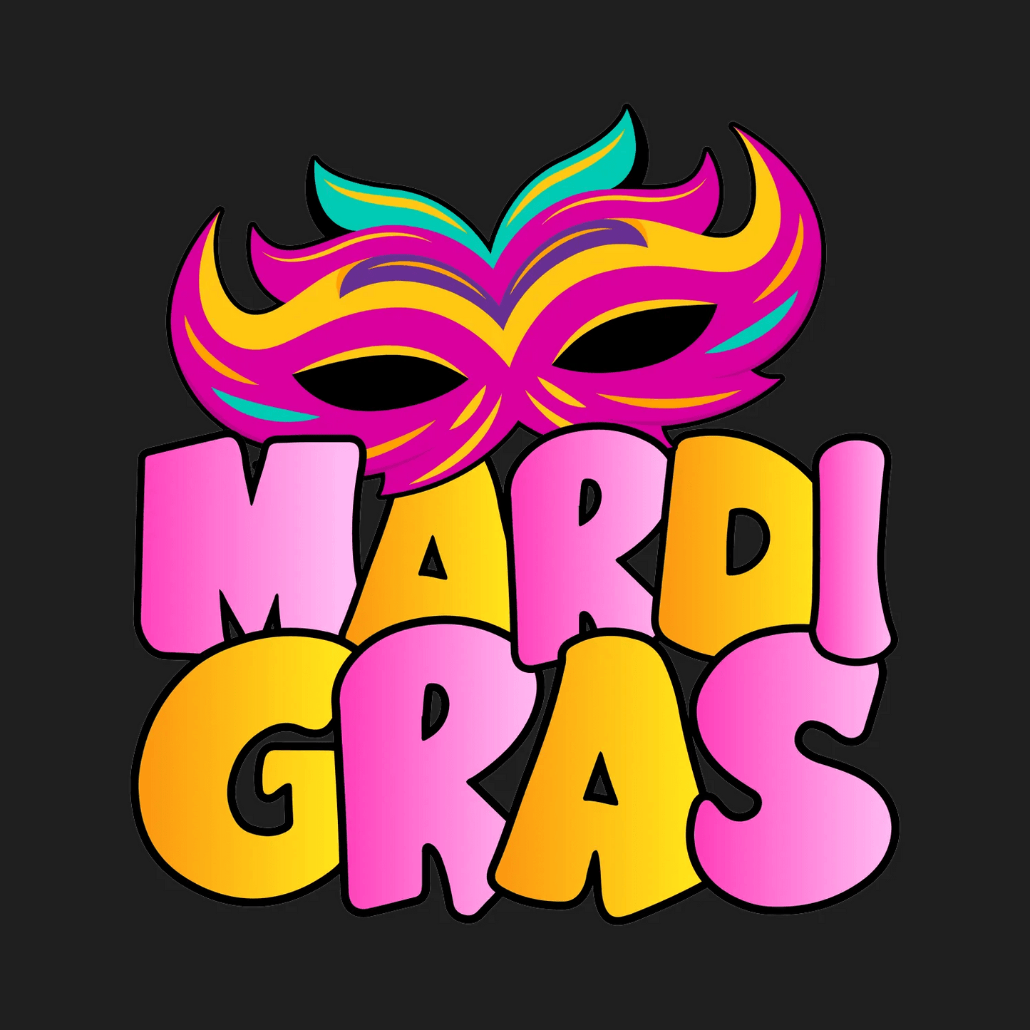 Mardi Gras Mask - DTF Ready to Press - Heat Press Transfer
