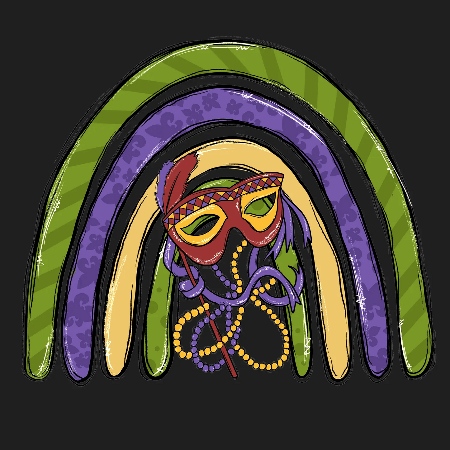 Mardi Gras Mask - DTF Ready to Press - Heat Press Transfer