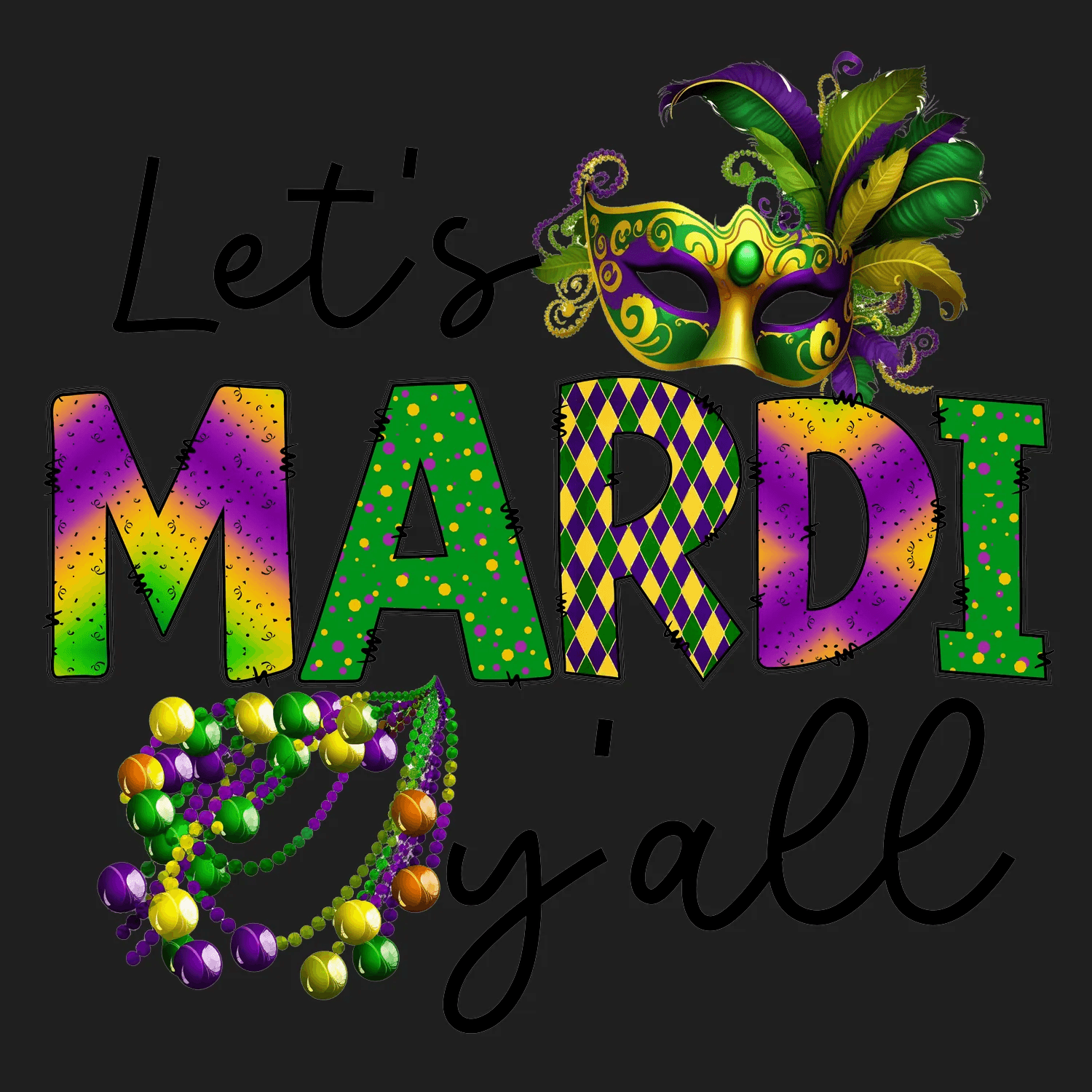 Mardi Gras Mask - DTF Ready to Press - Heat Press Transfer