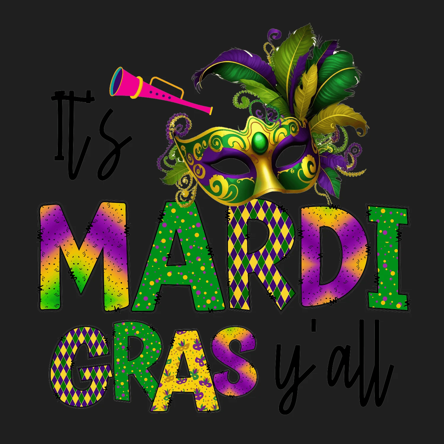 Mardi Gras Mask - DTF Ready to Press - Heat Press Transfer