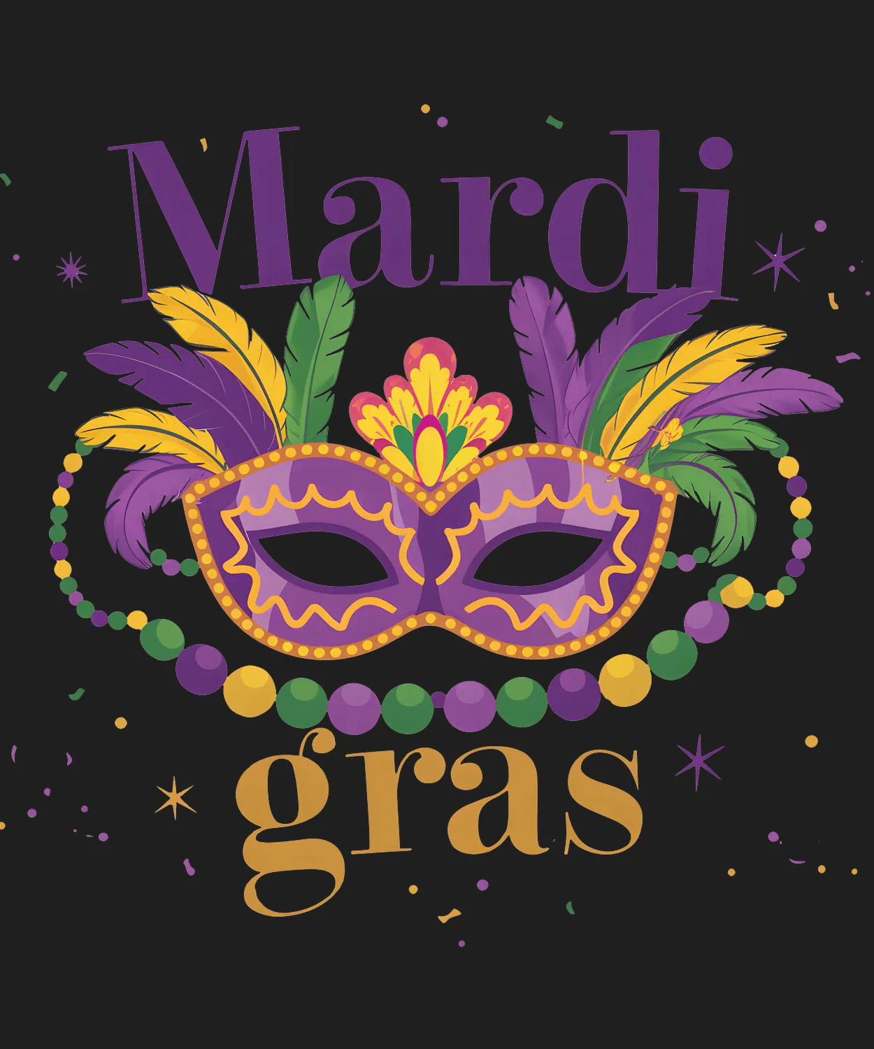 Mardi Gras Mask - DTF Ready to Press - Heat Press Transfer