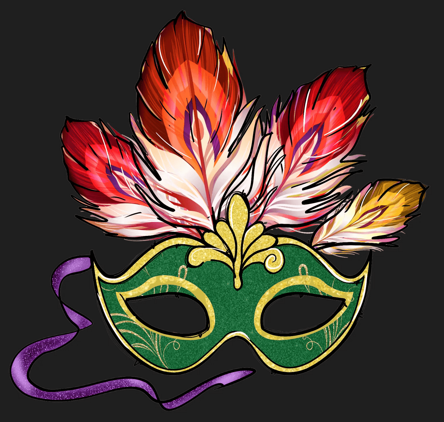 Mardi Gras Mask - DTF Ready to Press - Heat Press Transfer