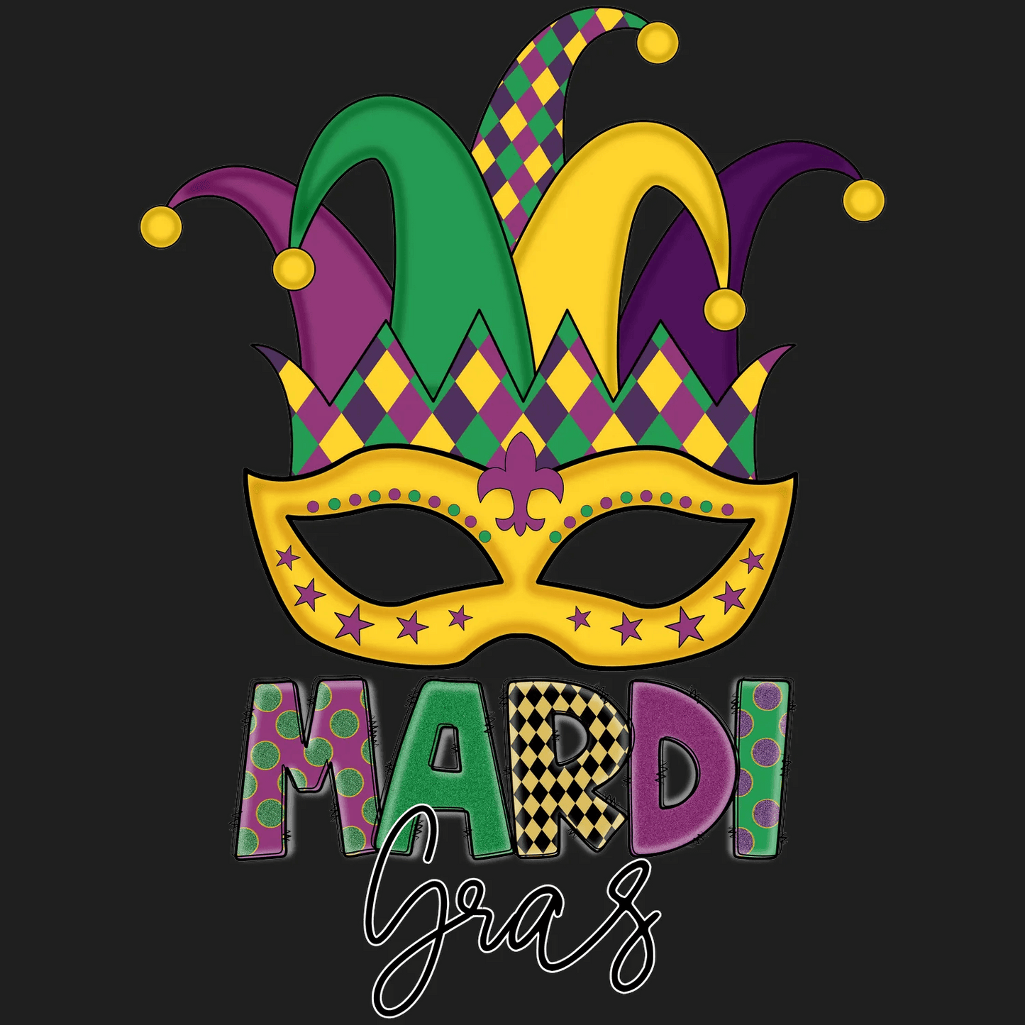 Mardi Gras Mask - DTF Ready to Press - Heat Press Transfer