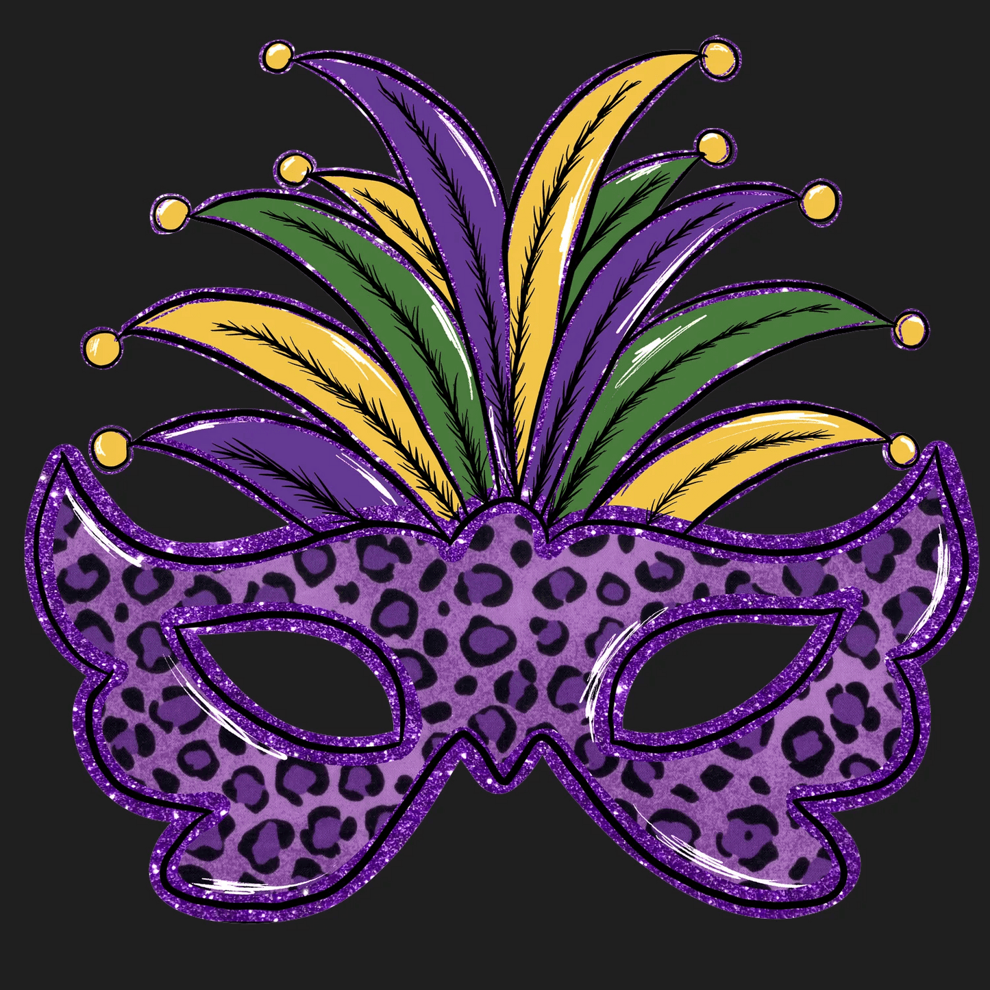Mardi Gras Mask - DTF Ready to Press - Heat Press Transfer