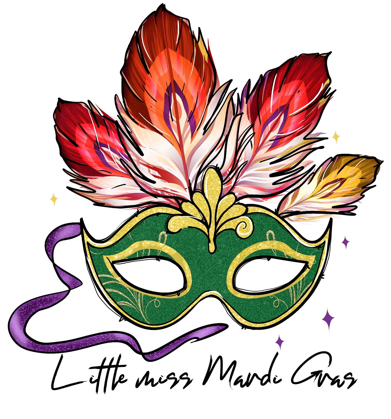 Mardi Gras Mask - DTF Ready to Press - Heat Press Transfer
