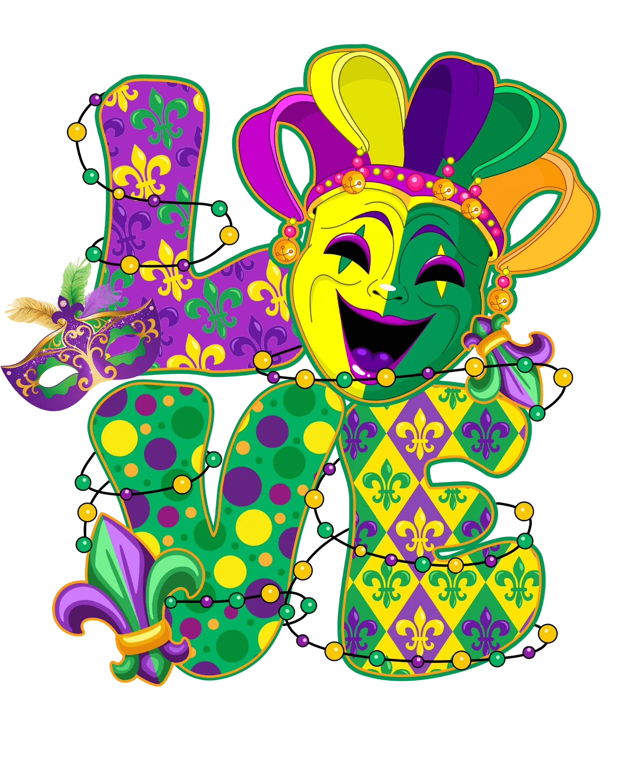 Mardi Gras Mask - DTF Ready to Press - Heat Press Transfer