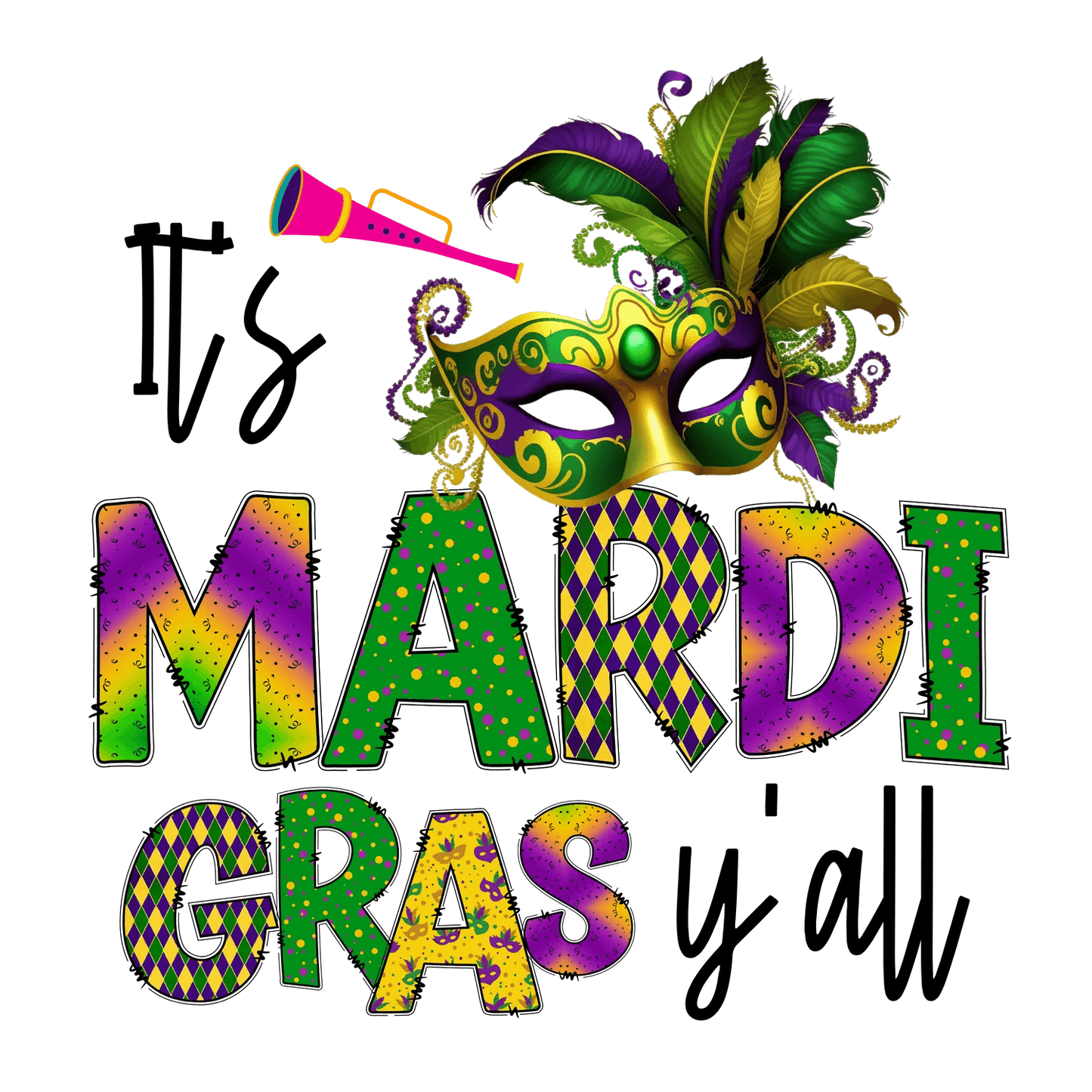 Mardi Gras Mask - DTF Ready to Press - Heat Press Transfer