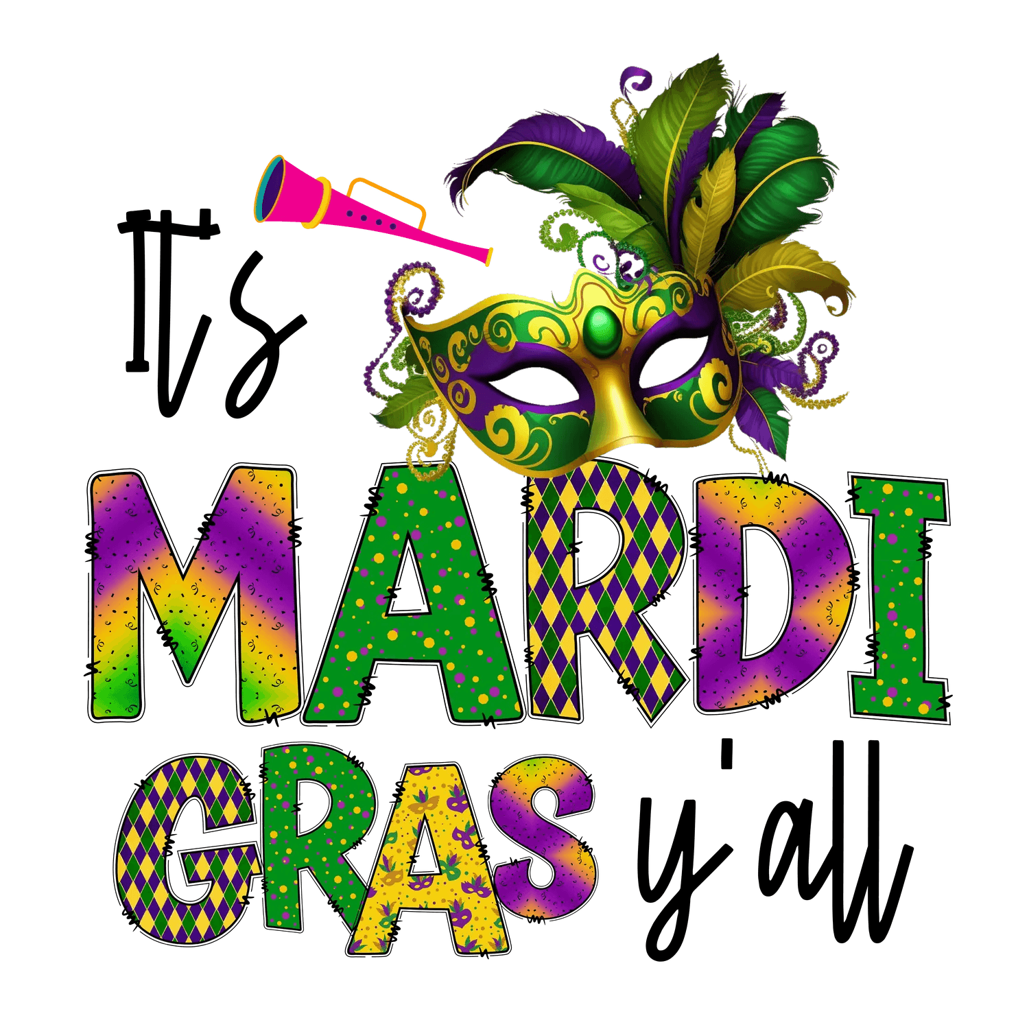 Mardi Gras Mask - DTF Ready to Press - Heat Press Transfer